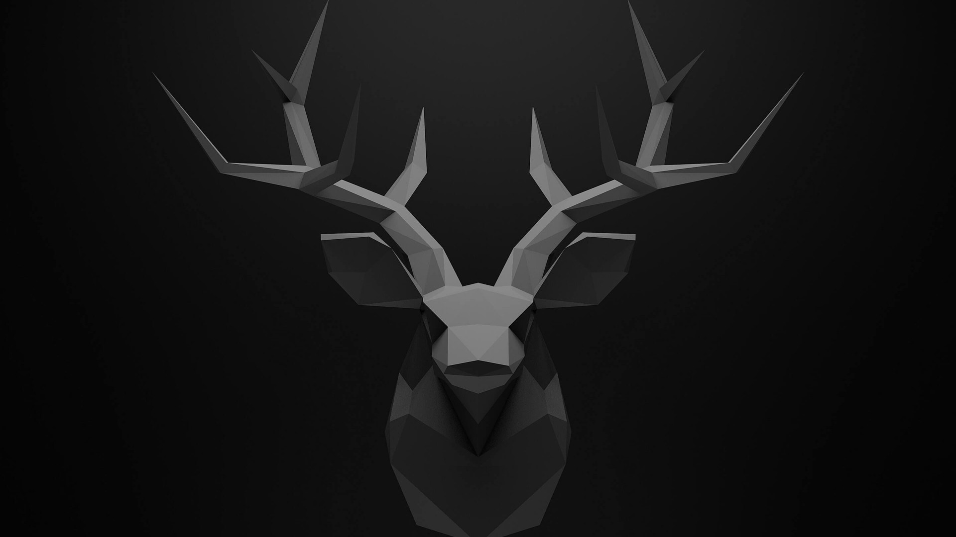 Monochrome low-poly deer head artwork HD Wallpaper
