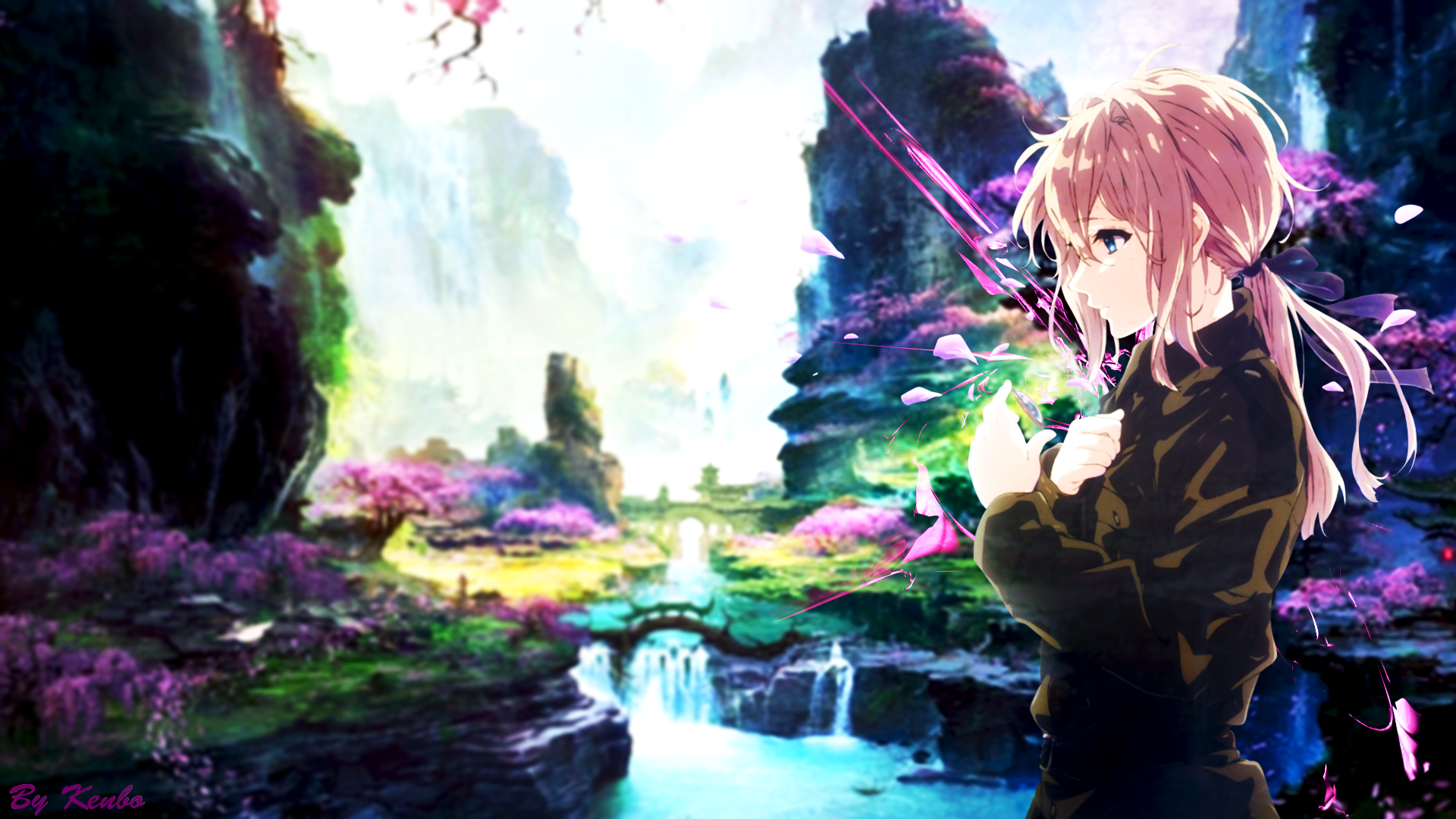 Violet Evergarden in a fantasy landscape HD Wallpaper