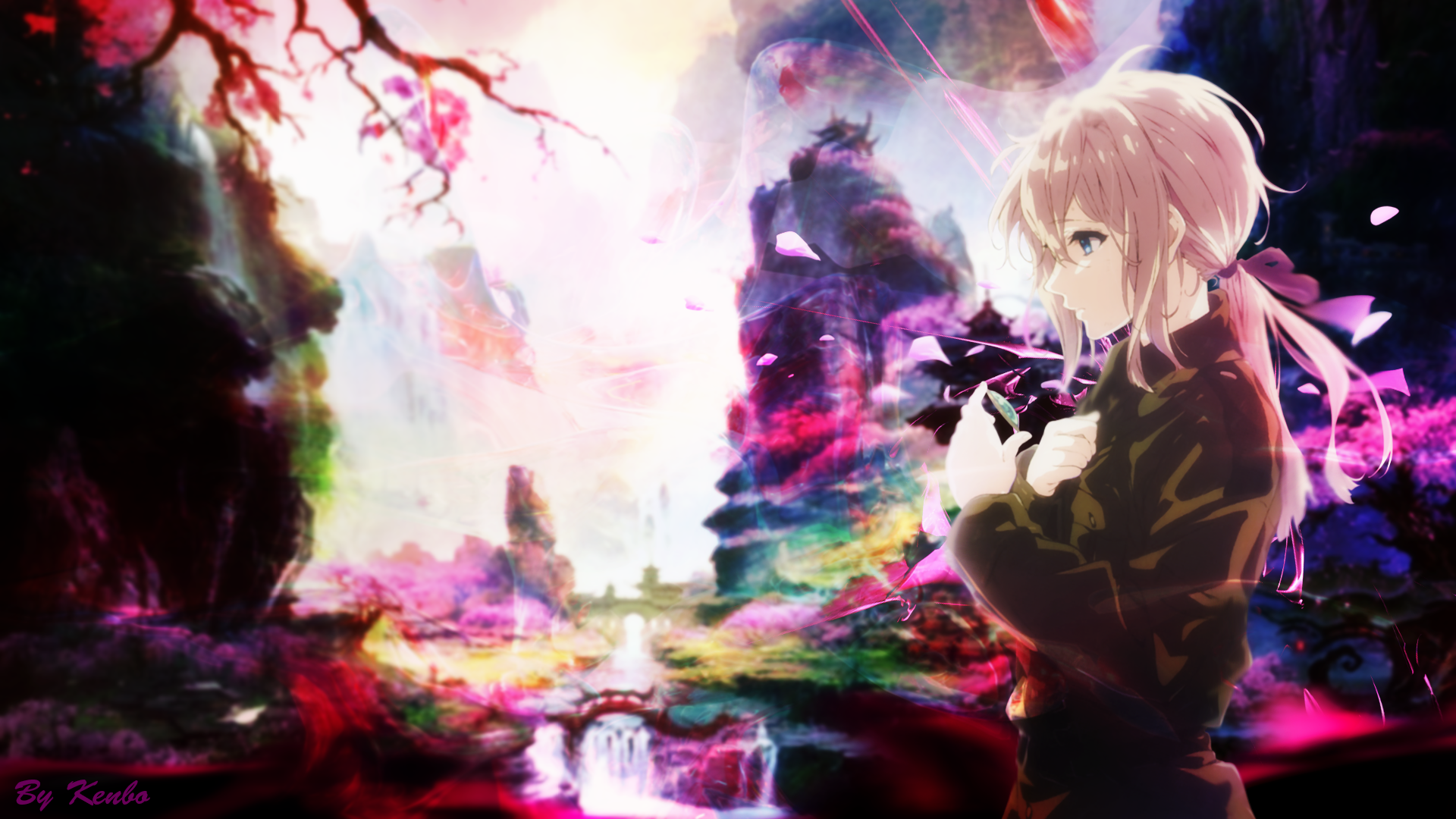 Violet Evergarden in a fantasy landscape HD Wallpaper