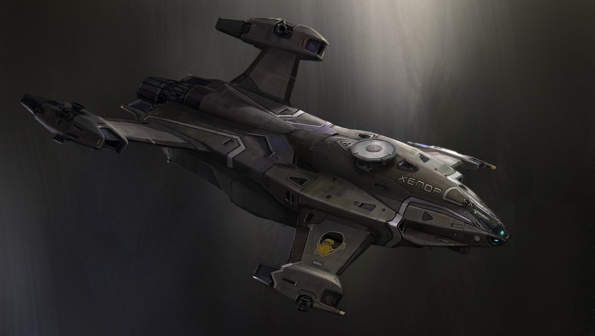 Futuristic spaceship artwork HD Wallpaper