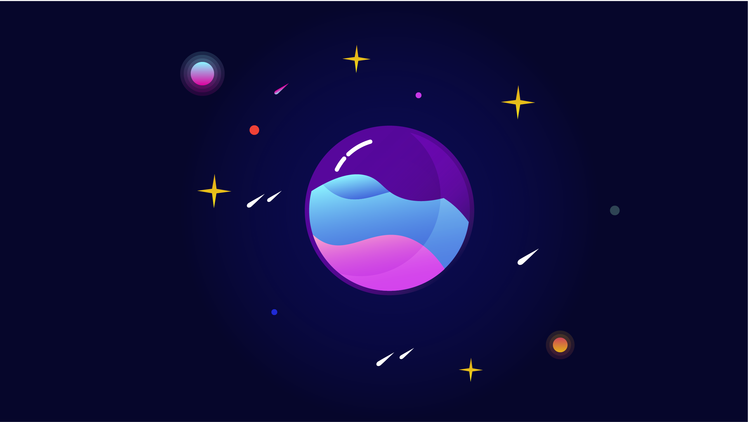 Abstract planet with colorful liquid and stars in space HD Wallpaper