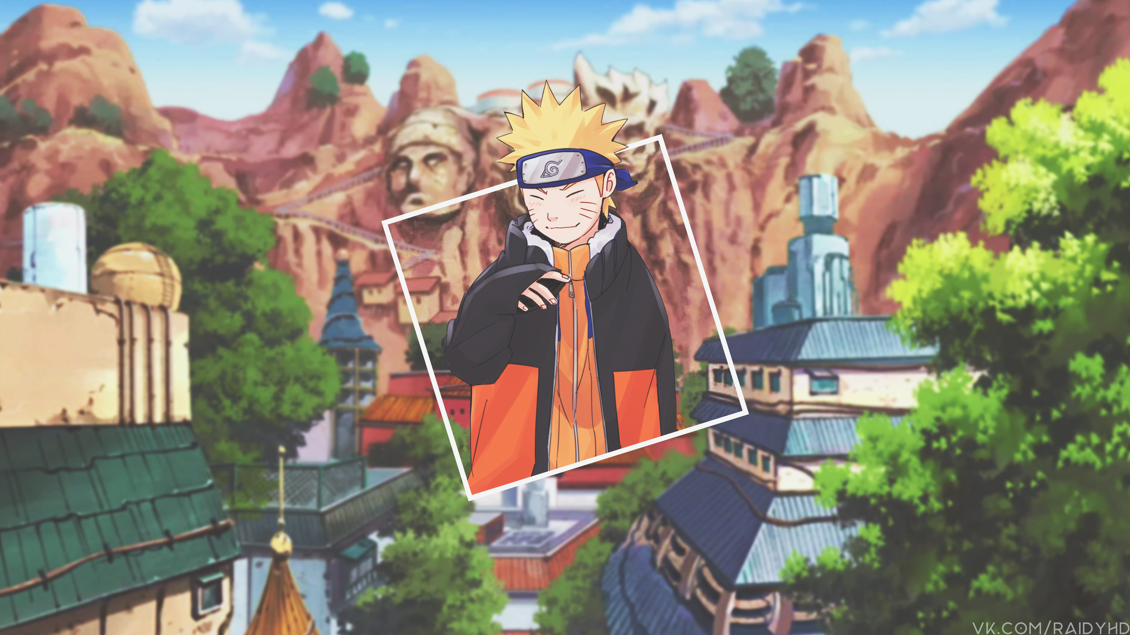 Naruto Uzumaki from Naruto in Konoha Village HD Wallpaper