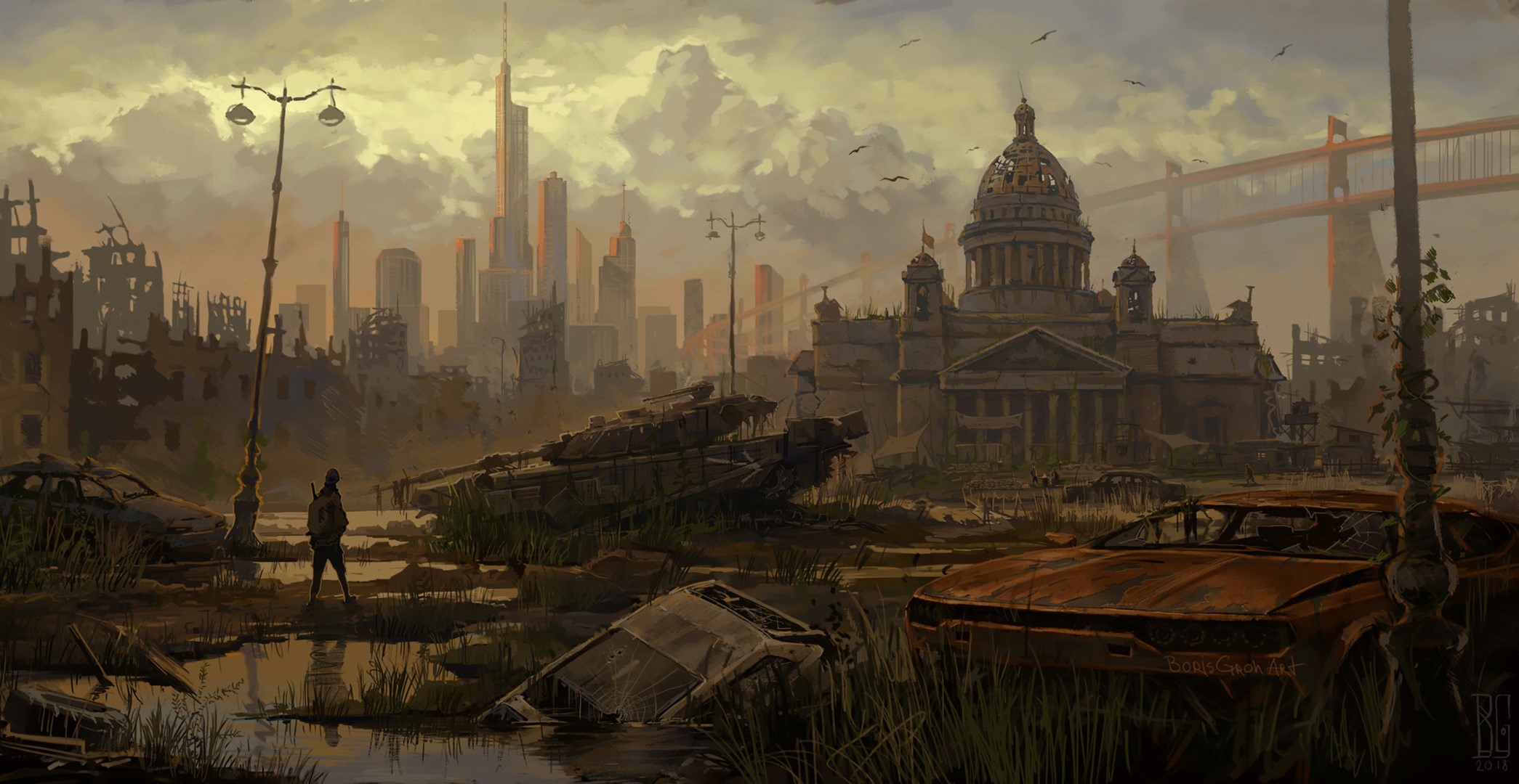 Apocalyptic cityscape artwork by Boris Groh HD Wallpaper