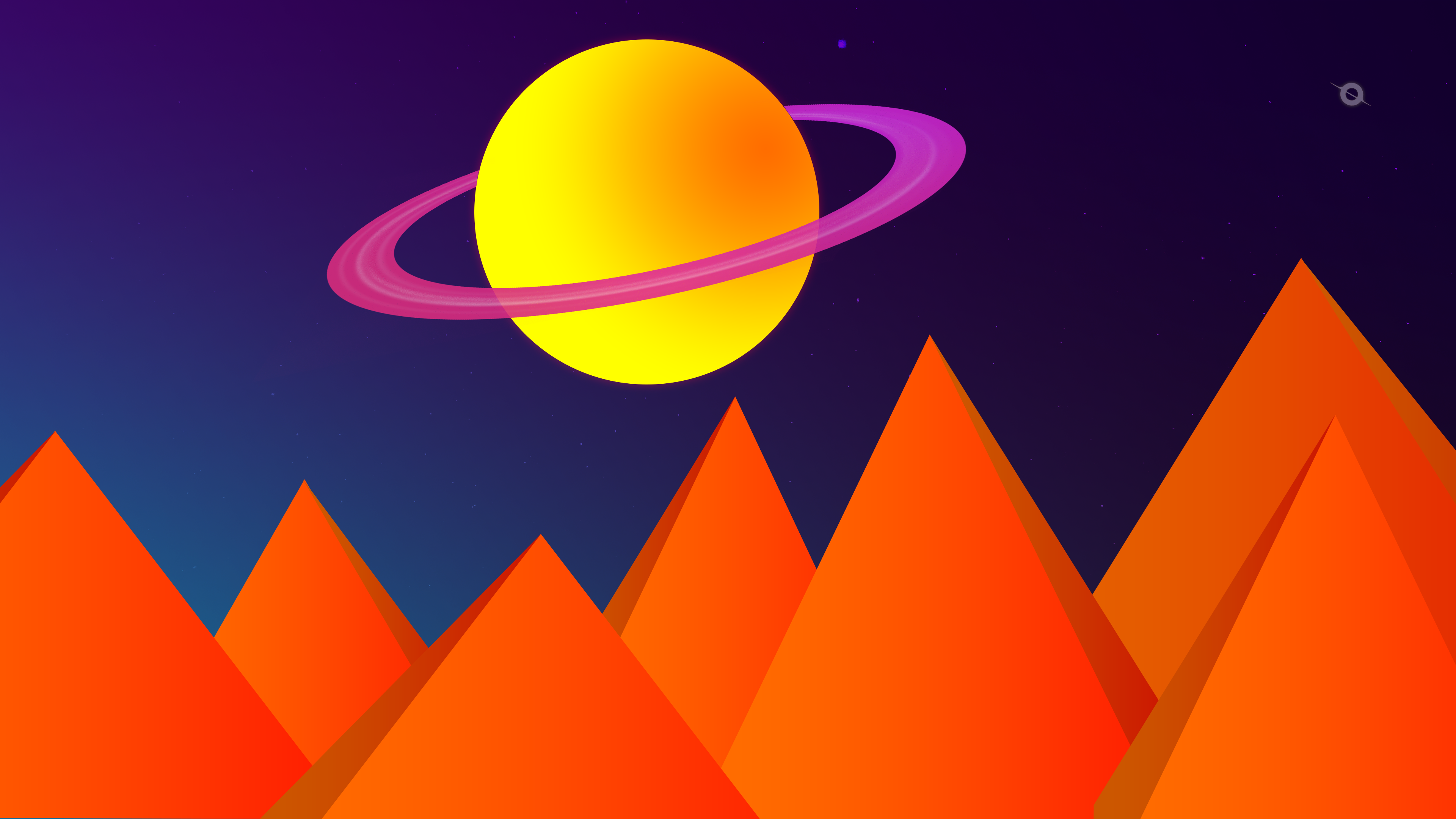4K Minimalist Synthwave Planet Landscape HD Wallpaper
