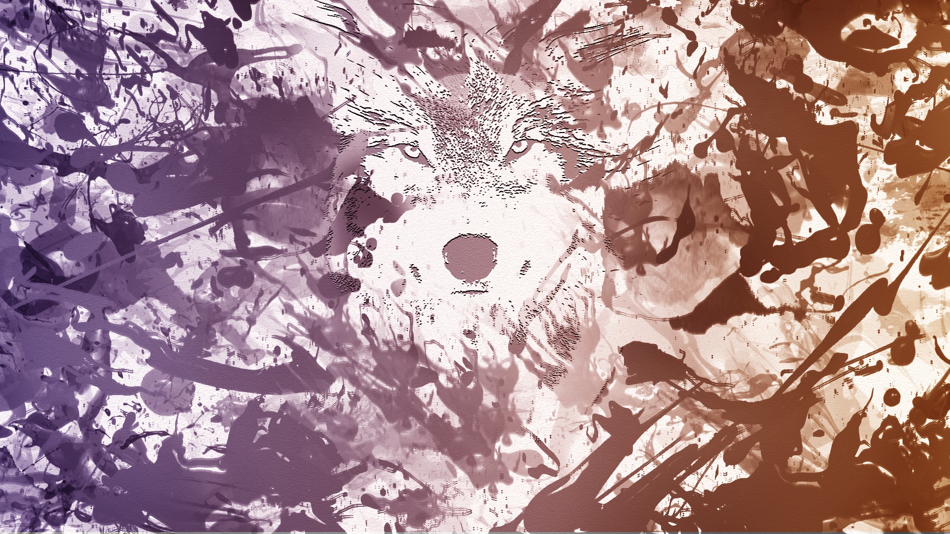 Abstract wolf artwork with paint splatters HD Wallpaper
