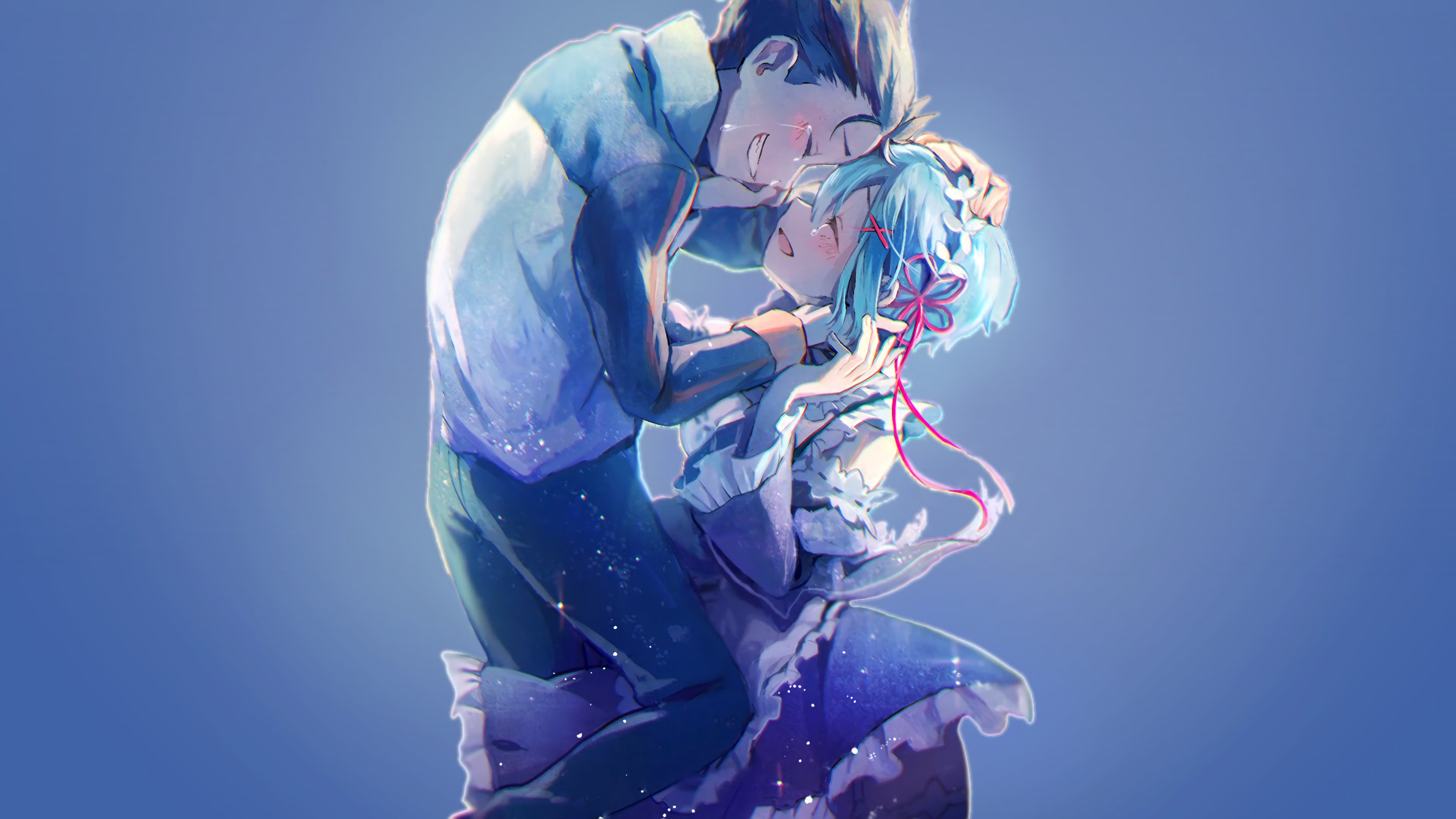 Natsuki Subaru and Rem from Re:Zero Kara Hajimeru Isekai Seikatsu HD Wallpaper