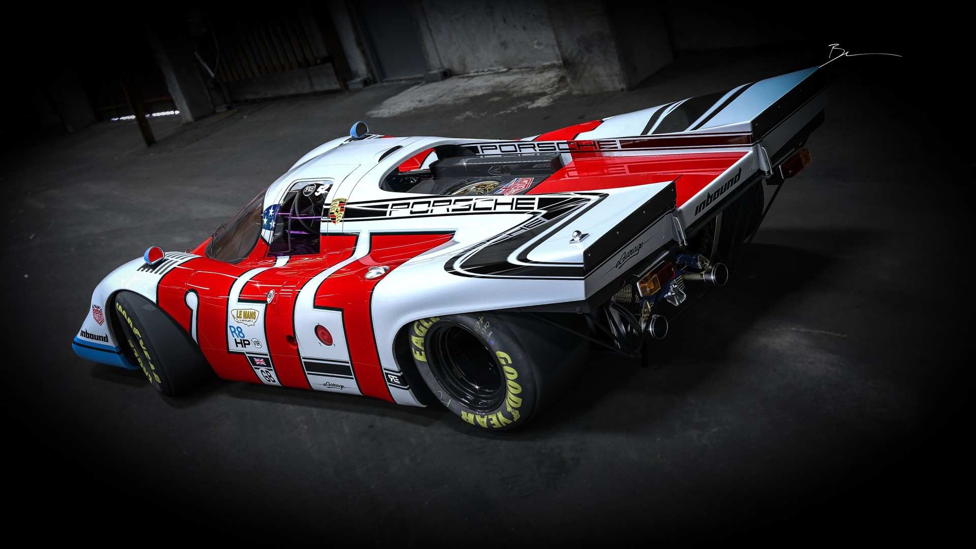 Porsche 917 race car with red and white livery HD Wallpaper