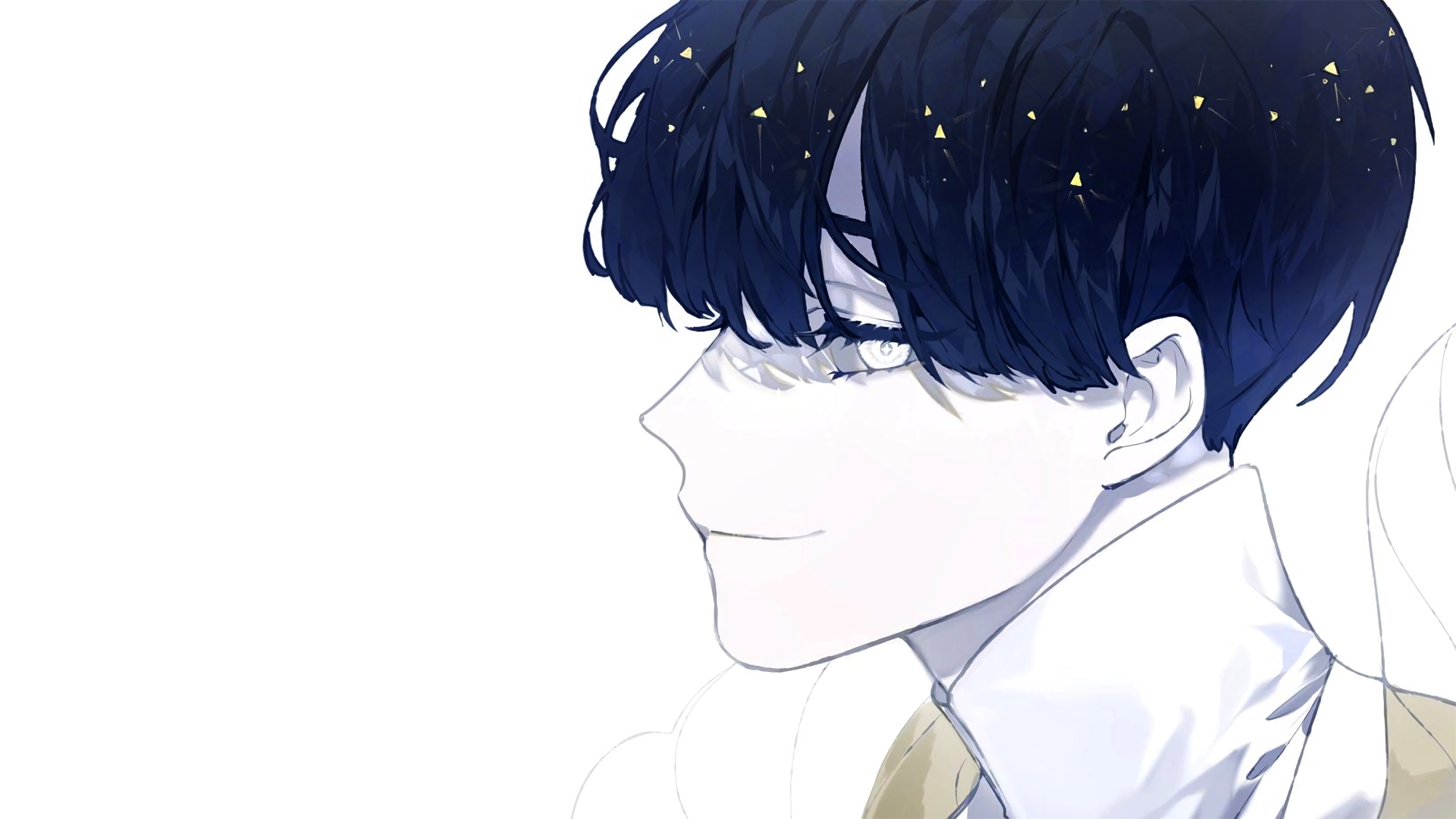Anime boy with blue hair and white eyes HD Wallpaper