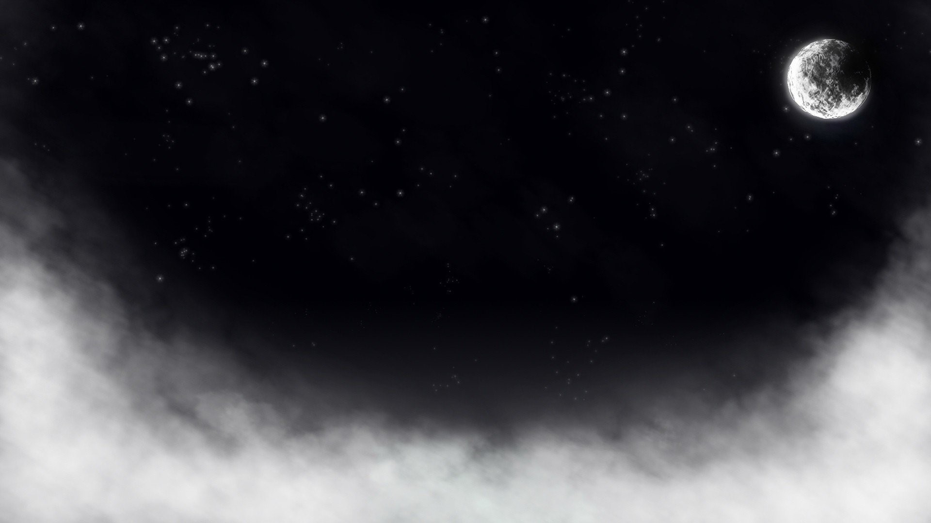Moon and stars in a cloudy night sky HD Wallpaper