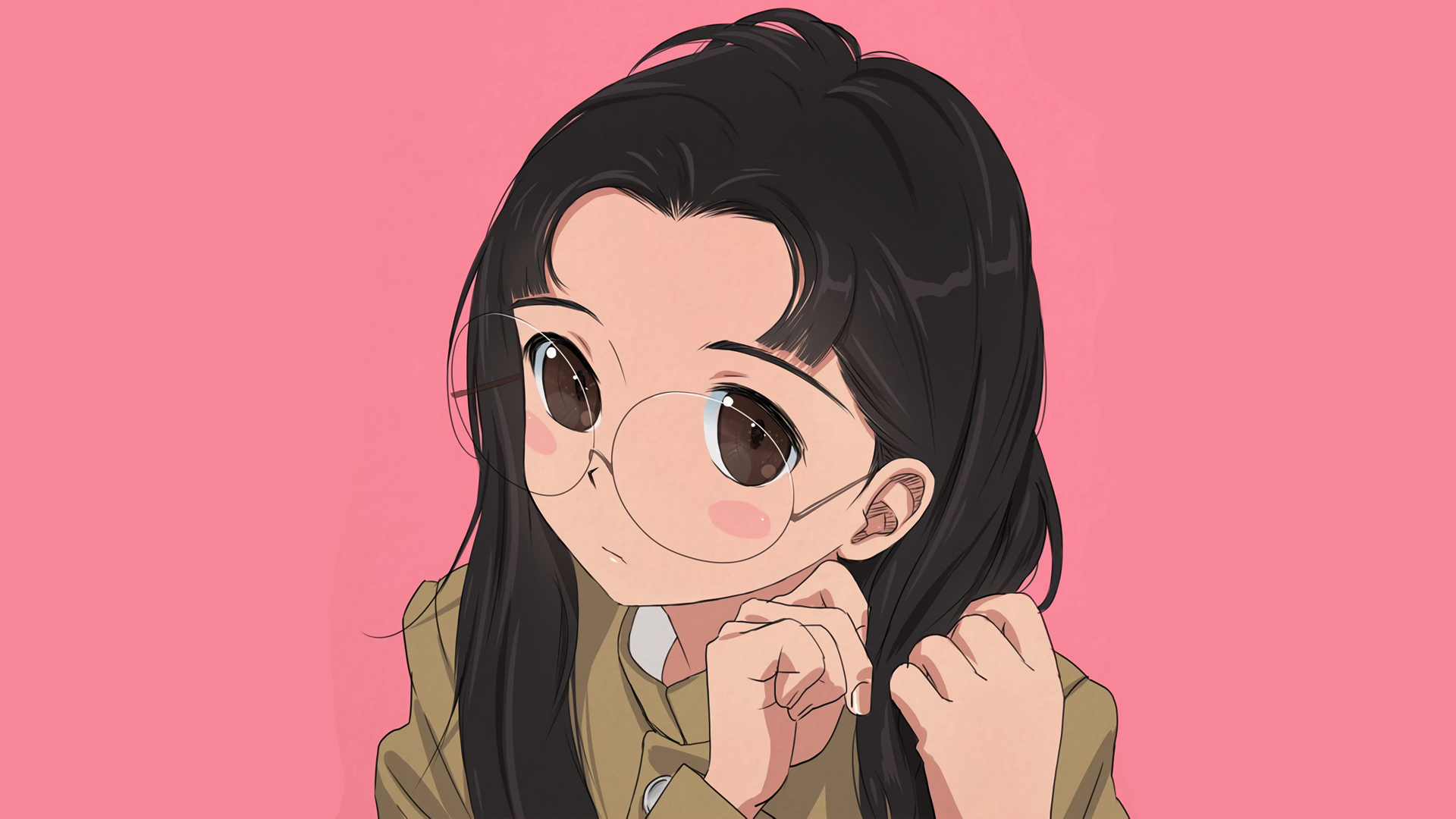 Anime girl with glasses from Girls und Panzer HD Wallpaper