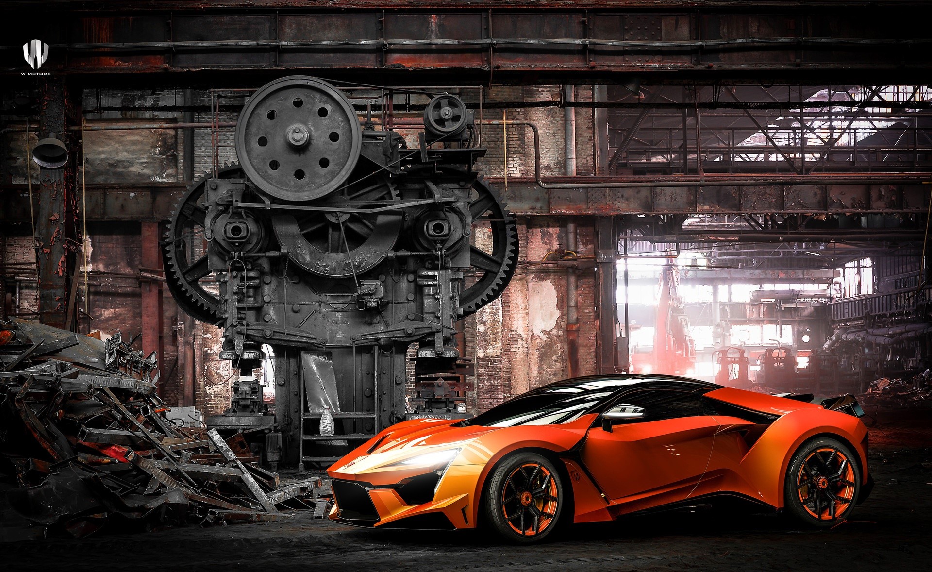 W Motors Fenyr Supersport in industrial setting HD Wallpaper