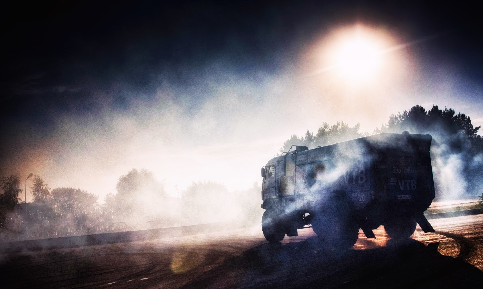 Kamaz truck drifting in smoke HD Wallpaper