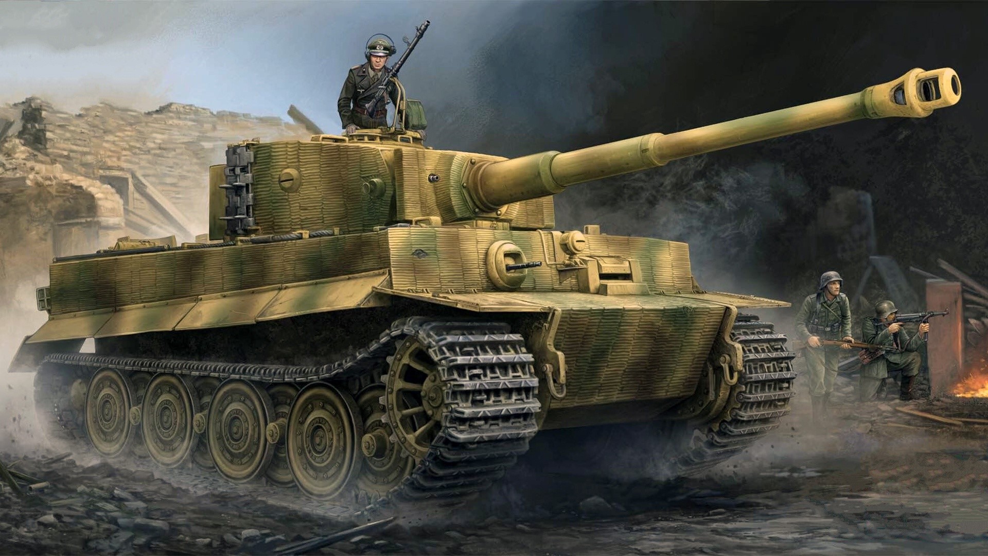 World War II Wehrmacht Tank Artwork HD Wallpaper