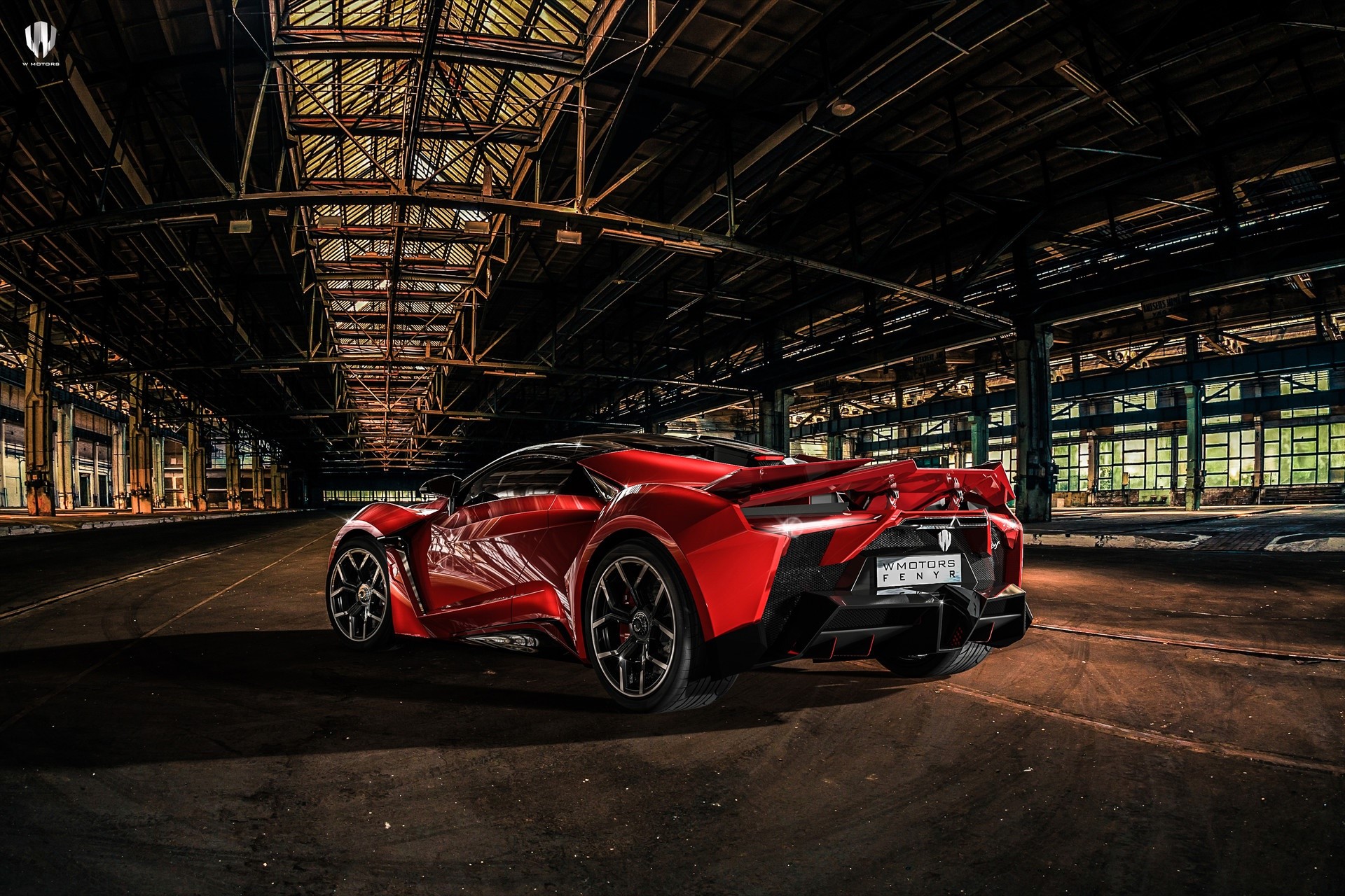 Red W Motors Fenyr Supersport in industrial building HD Wallpaper