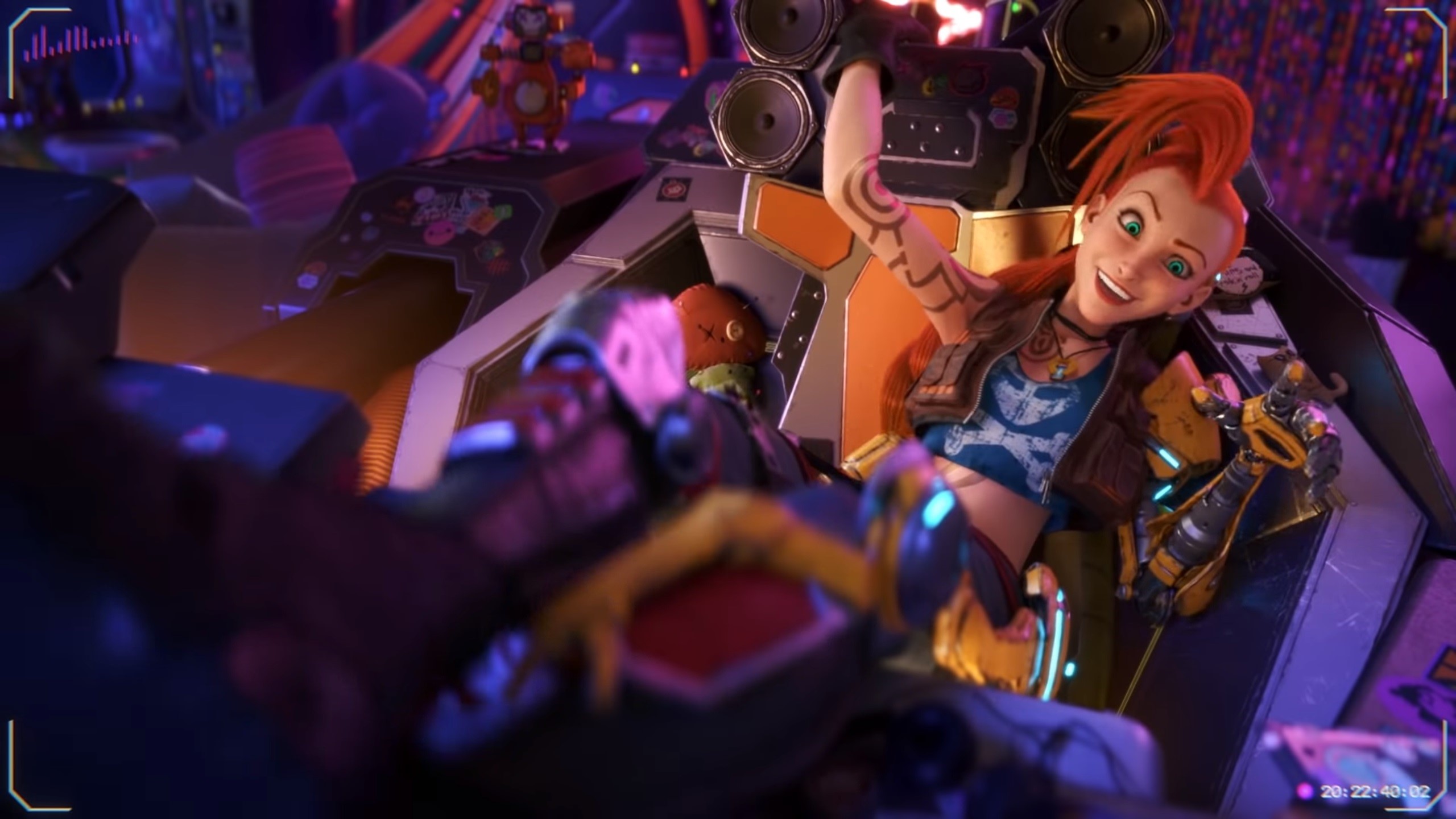 Jinx from League of Legends in a vehicle HD Wallpaper