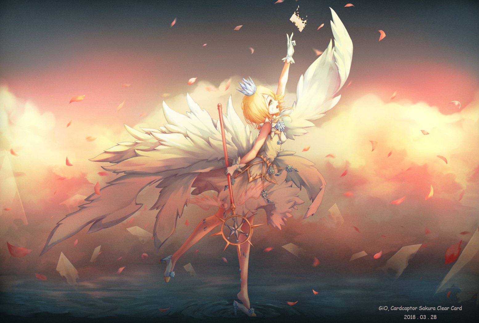Sakura Kinomoto from Cardcaptor Sakura with wings HD Wallpaper