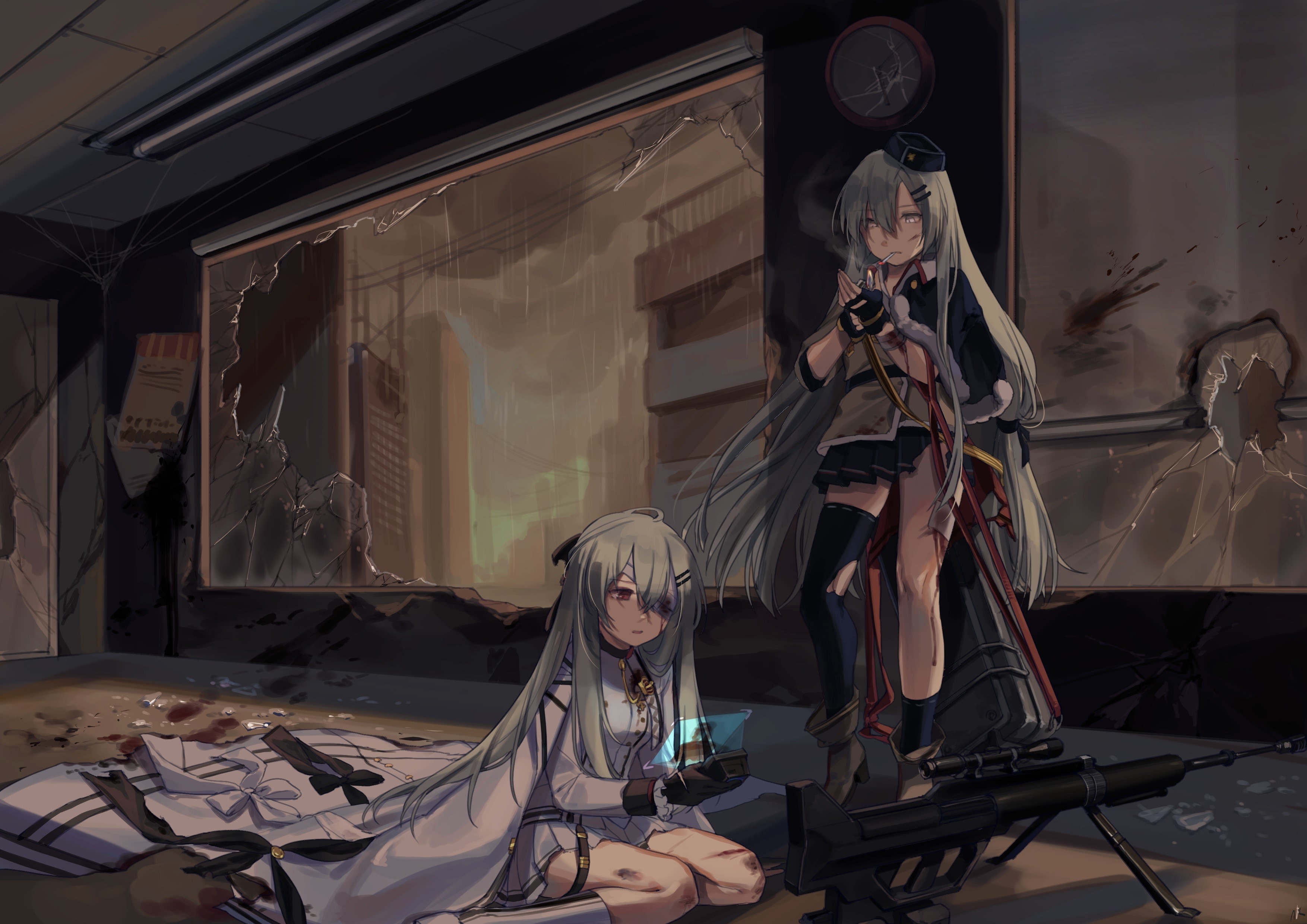 Girls from Girls Frontline in a ruined building HD Wallpaper