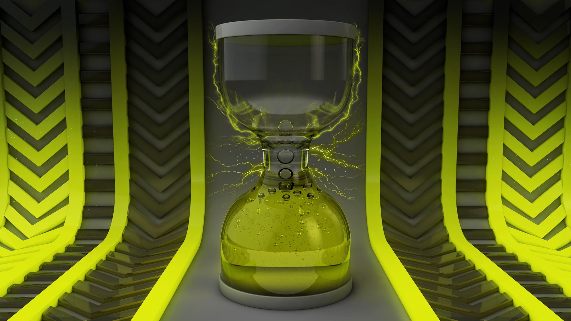 Hourglass with yellow liquid and lightning HD Wallpaper