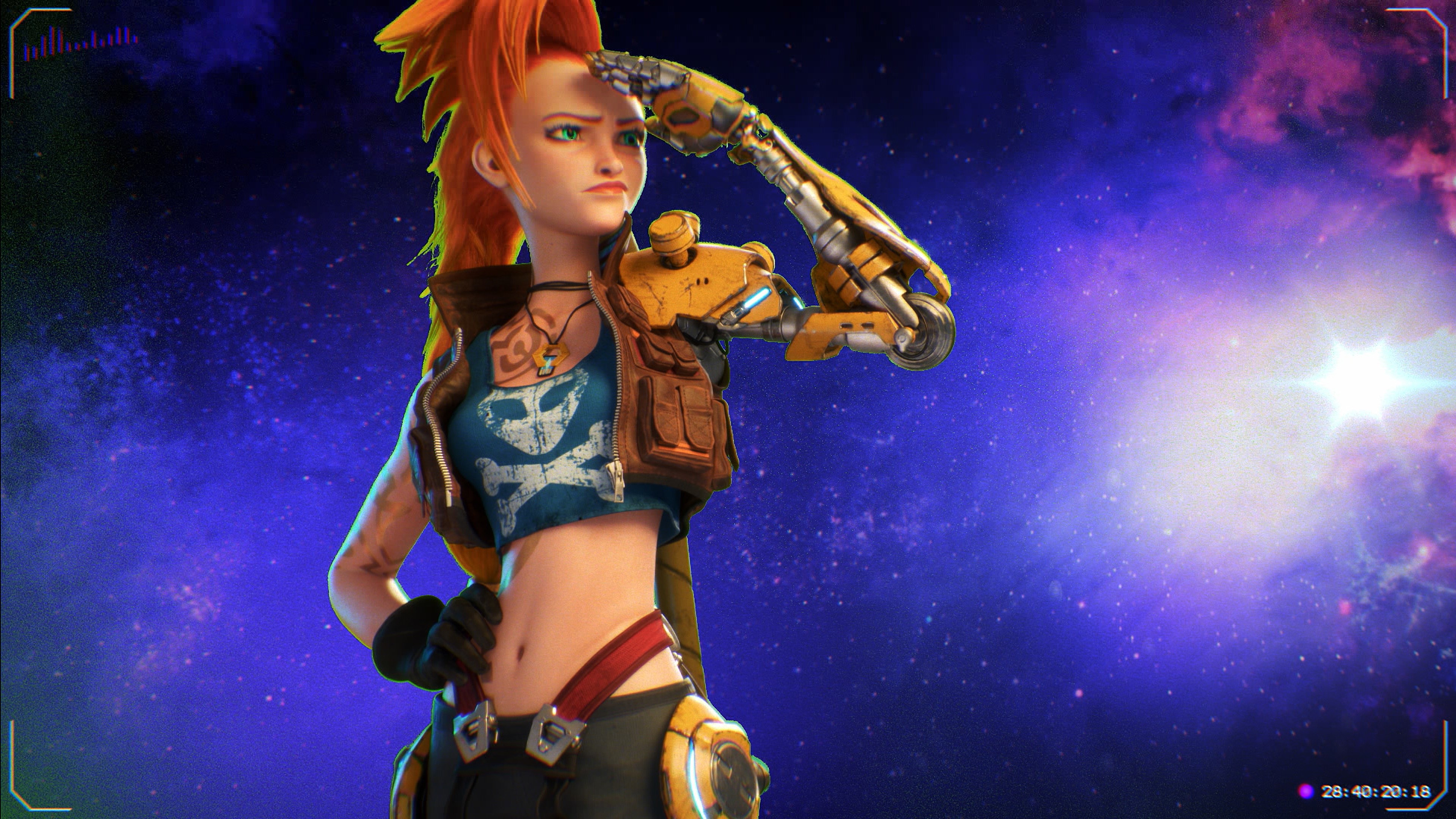 Jinx from League of Legends in space HD Wallpaper