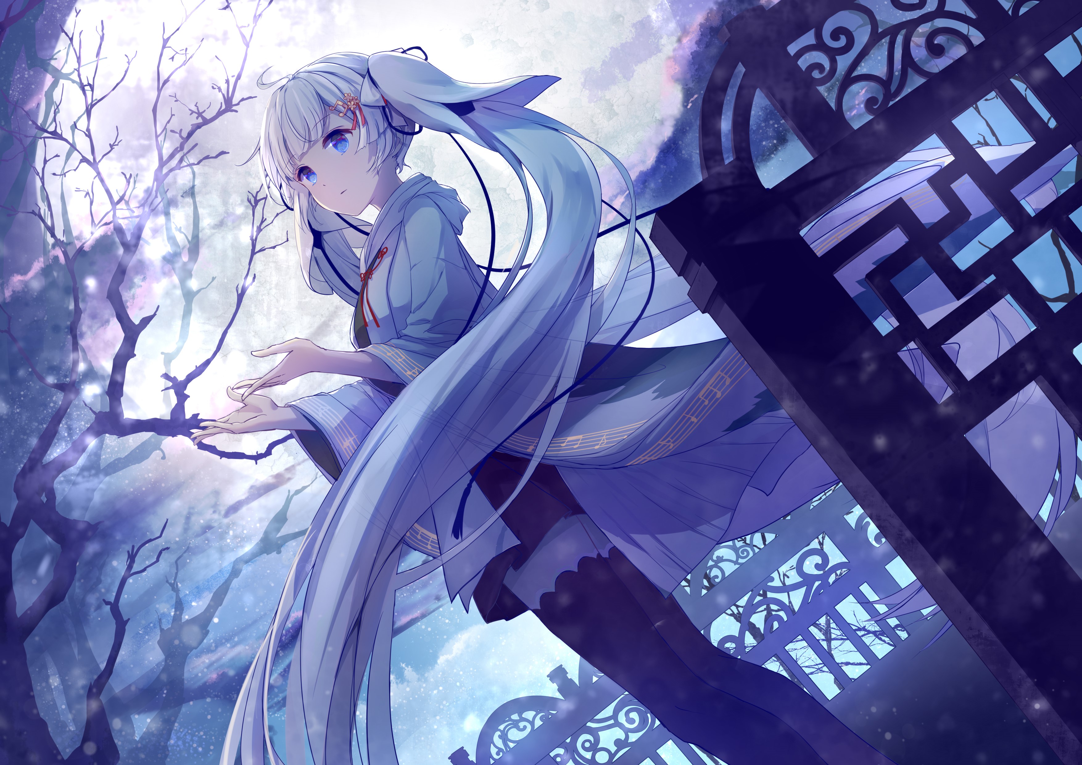 Anime Girl with Blue Eyes and Long Hair HD Wallpaper