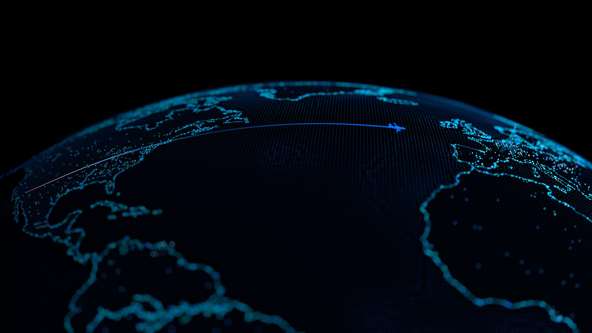Digital globe with airplane flight path HD Wallpaper