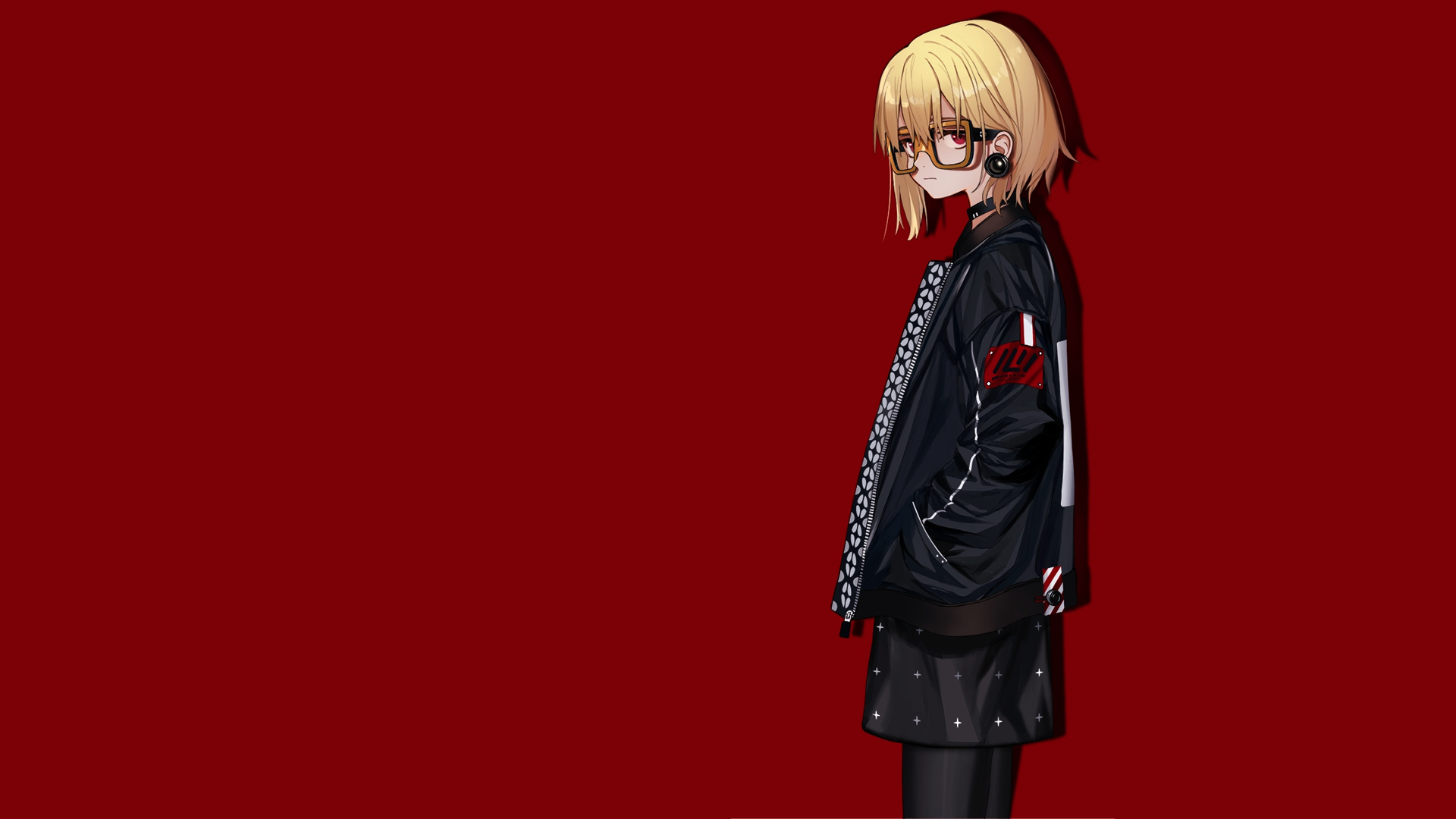 Anime girl with blonde hair and glasses HD Wallpaper