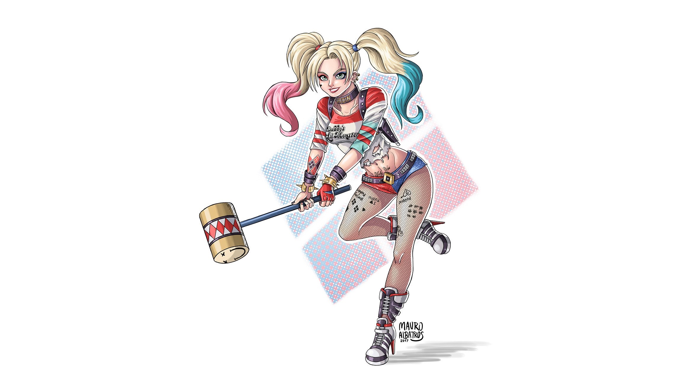 Harley Quinn with a Mallet by Mauro Albatros HD Wallpaper