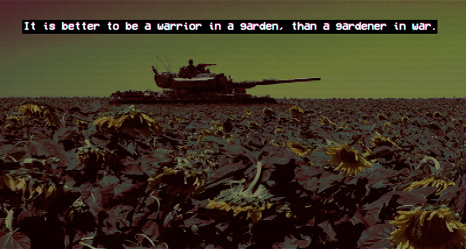 Tank in a sunflower field with a quote HD Wallpaper