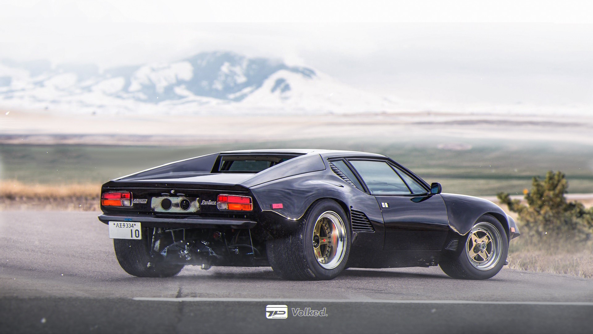 Black De Tomaso Pantera by Sergey Volkov HD Wallpaper