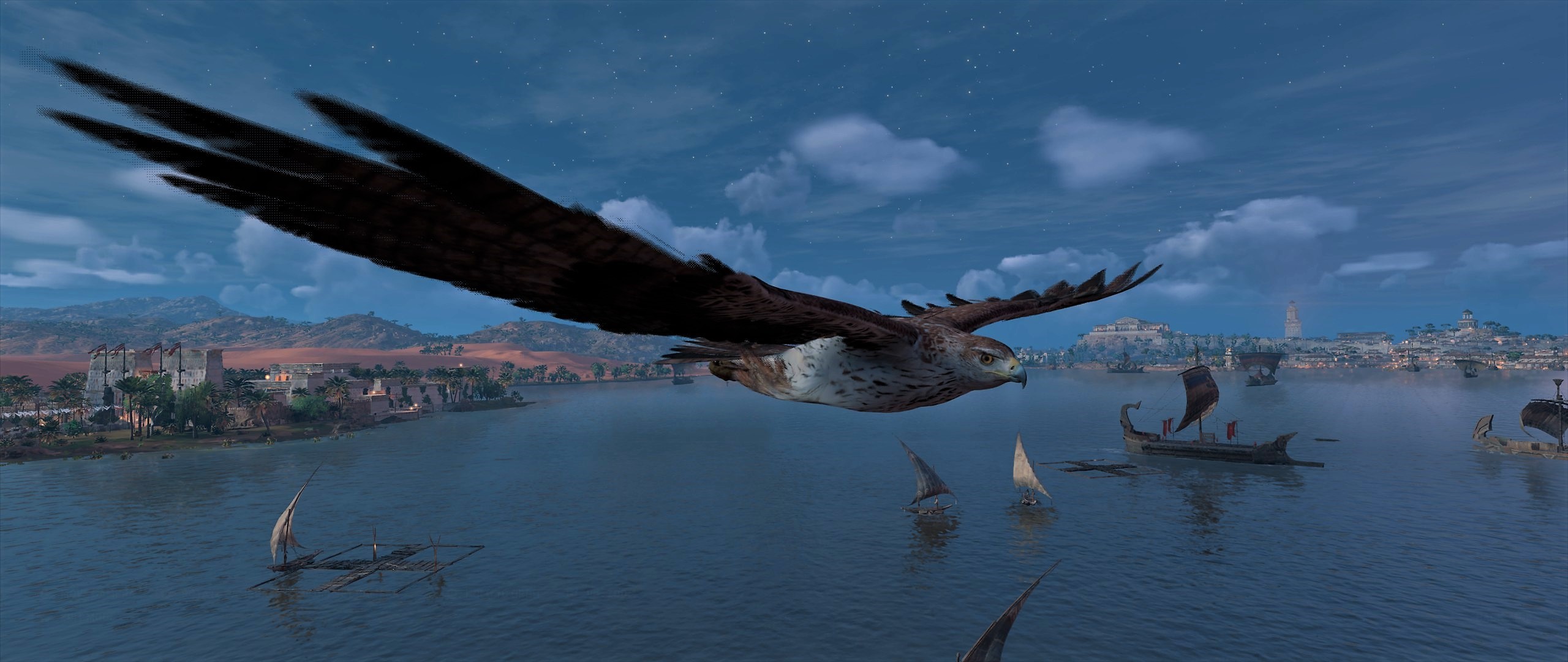 Eagle flying over the Nile River in Assassin's Creed: Origins HD Wallpaper