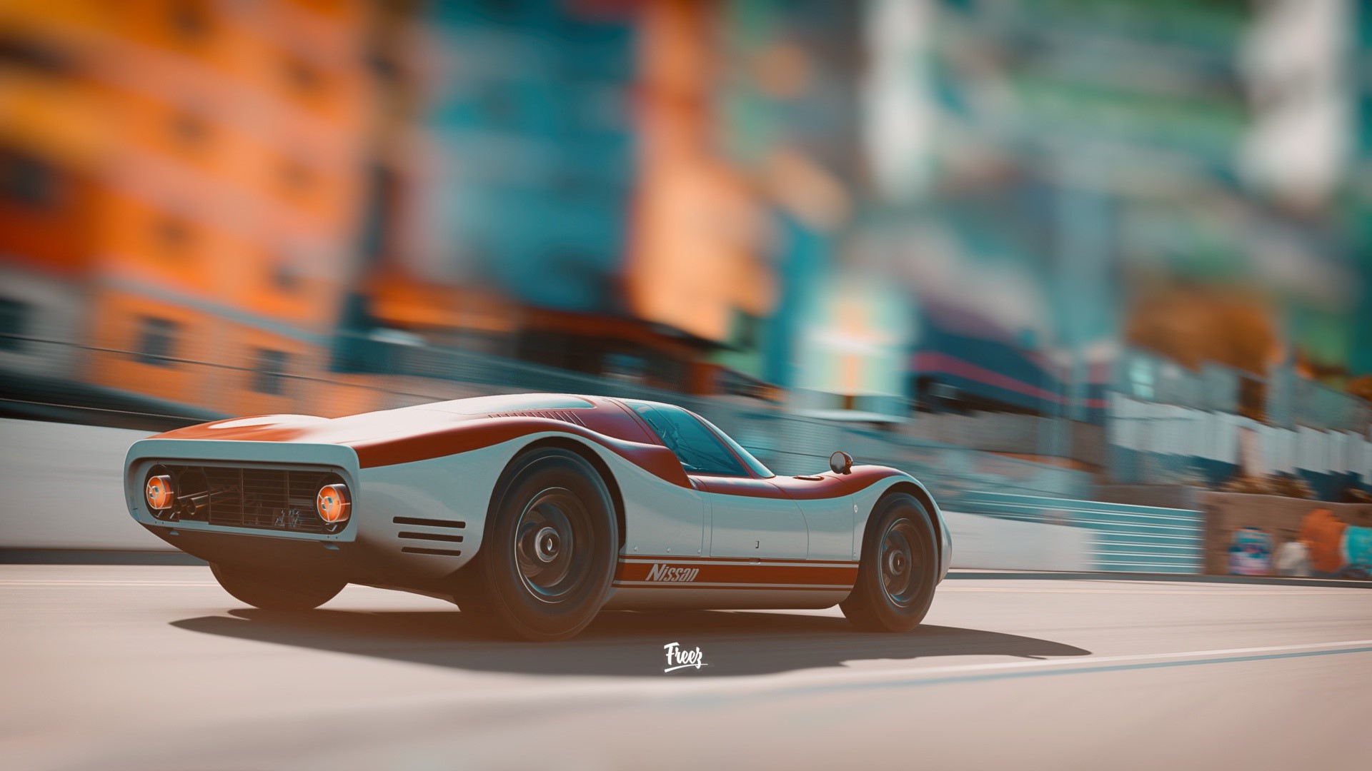 Nissan race car on a track HD Wallpaper