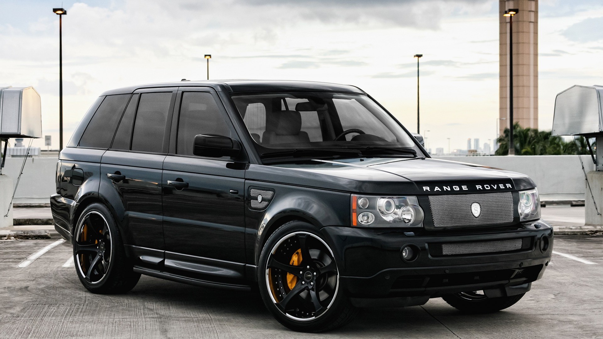 Black Range Rover Sport SUV on Parking Lot HD Wallpaper
