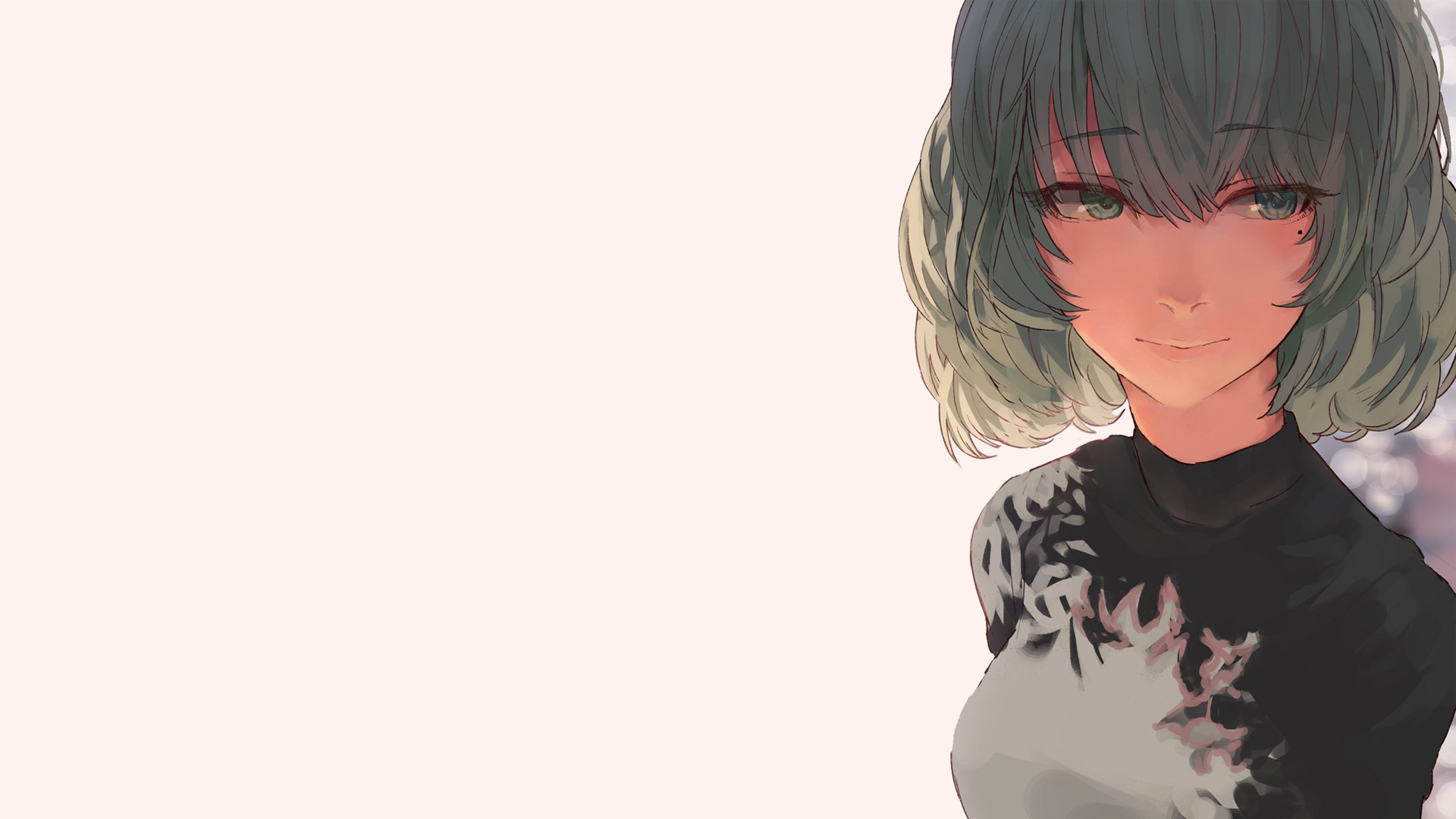 Anime girl with short hair and black shirt HD Wallpaper