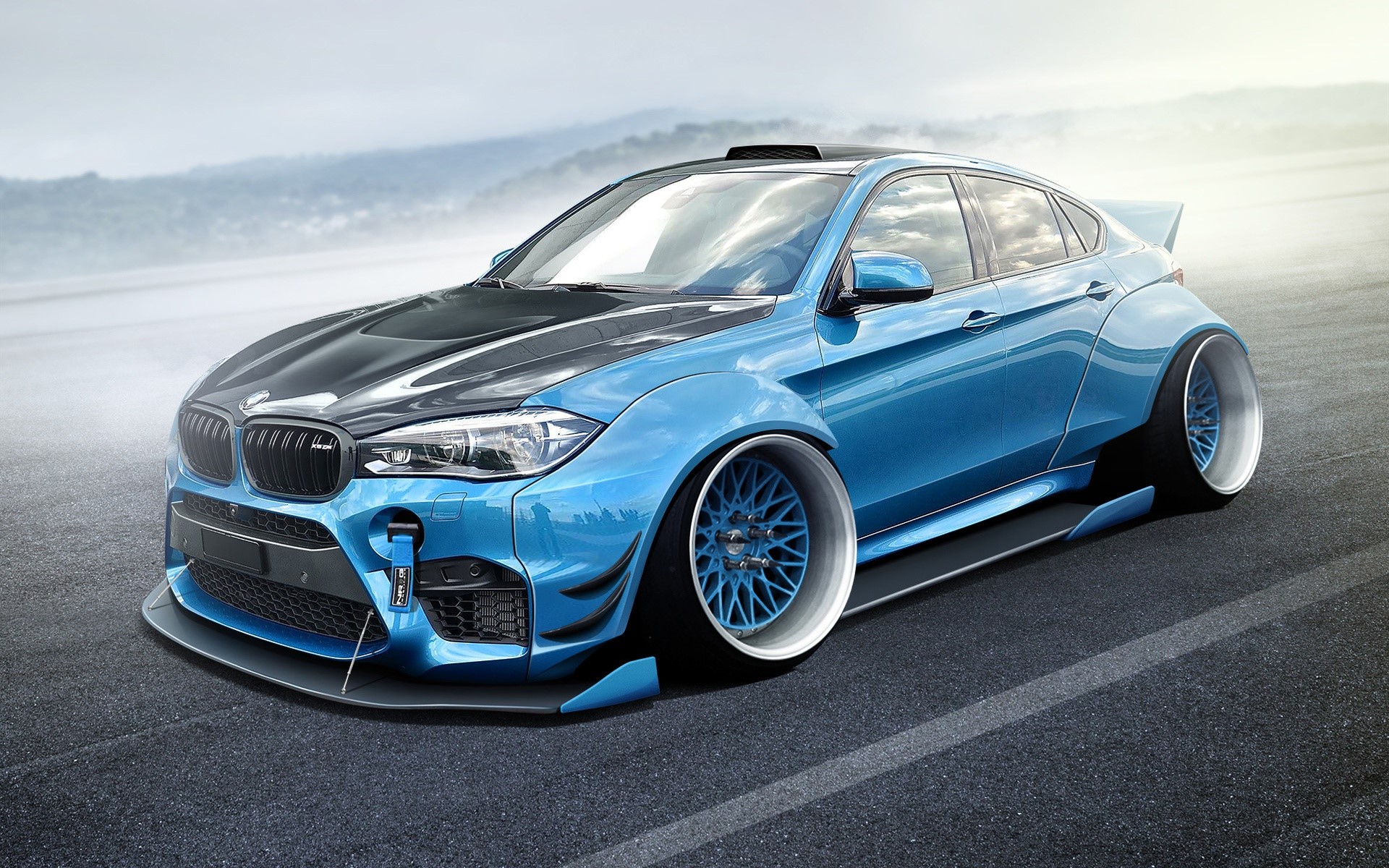 Blue widebody BMW X6 by Dmitry Shulgin HD Wallpaper