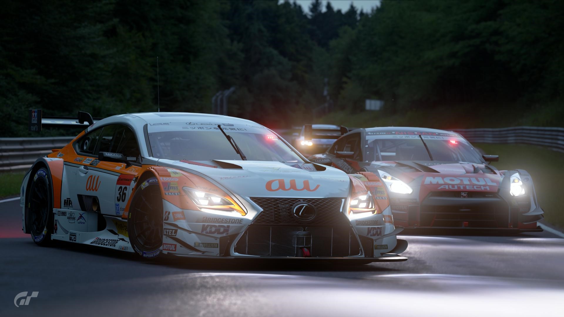 Lexus RC F GT3 and Nissan GT-R GT500 race cars in Gran Turismo HD Wallpaper