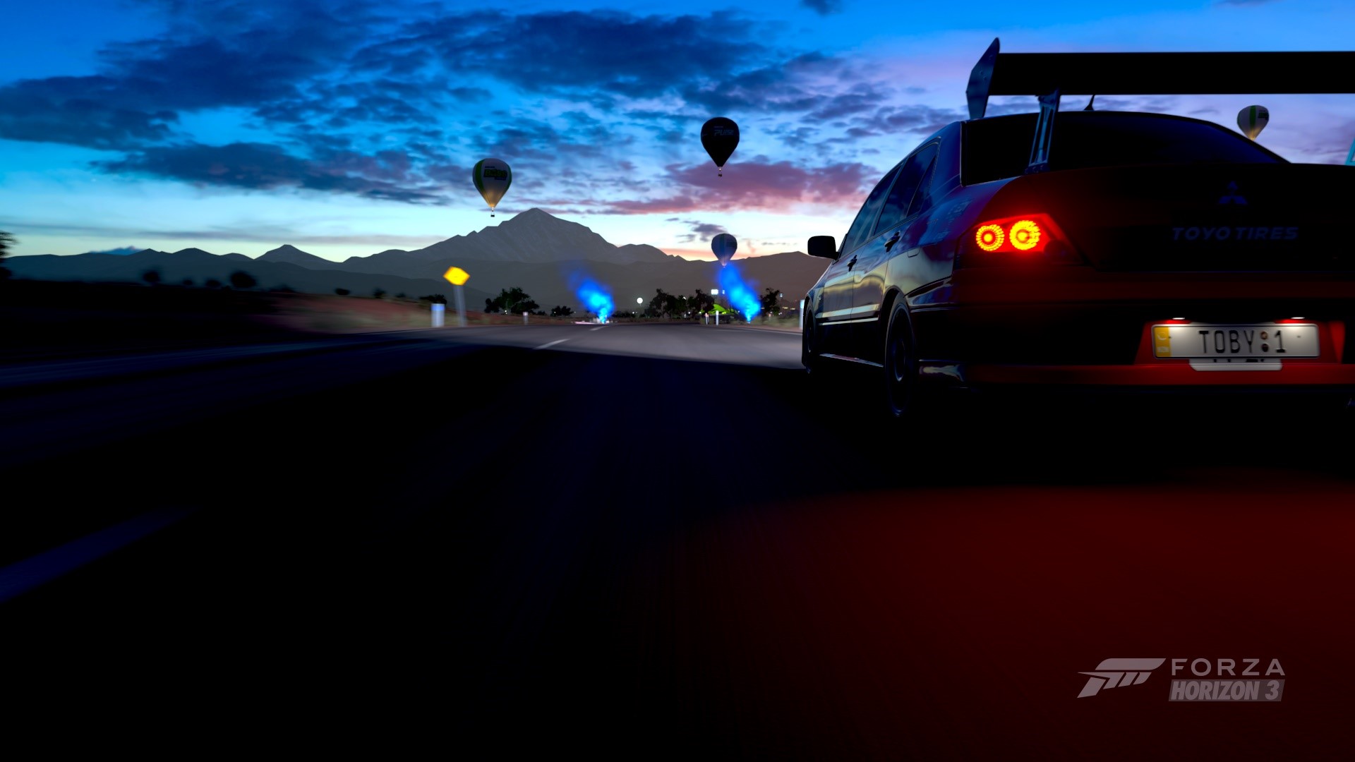 Mitsubishi Lancer Evo IX in Forza Horizon 3 at dusk HD Wallpaper
