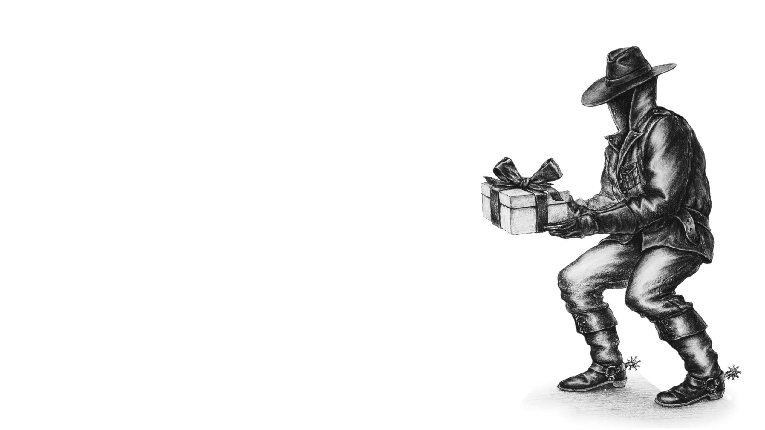 Cowboy holding a gift box HD Wallpaper