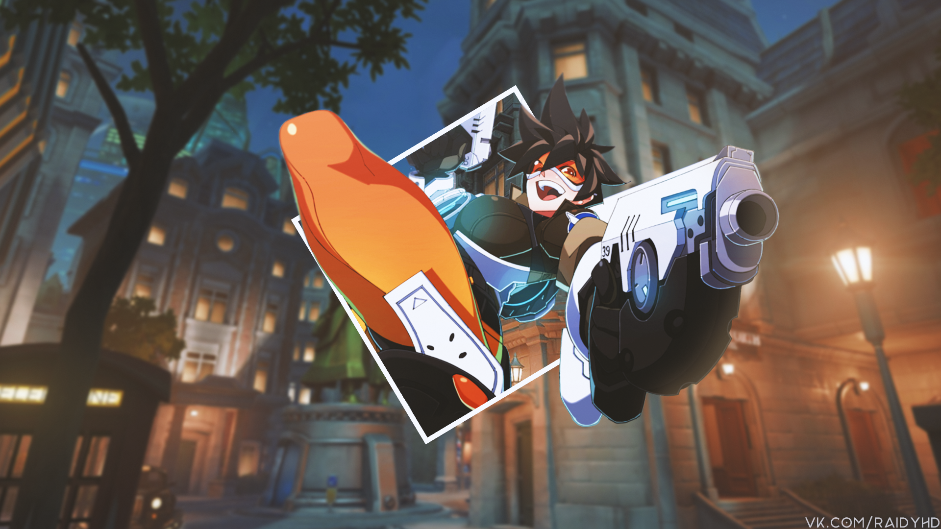 Tracer from Overwatch in a diamond frame HD Wallpaper