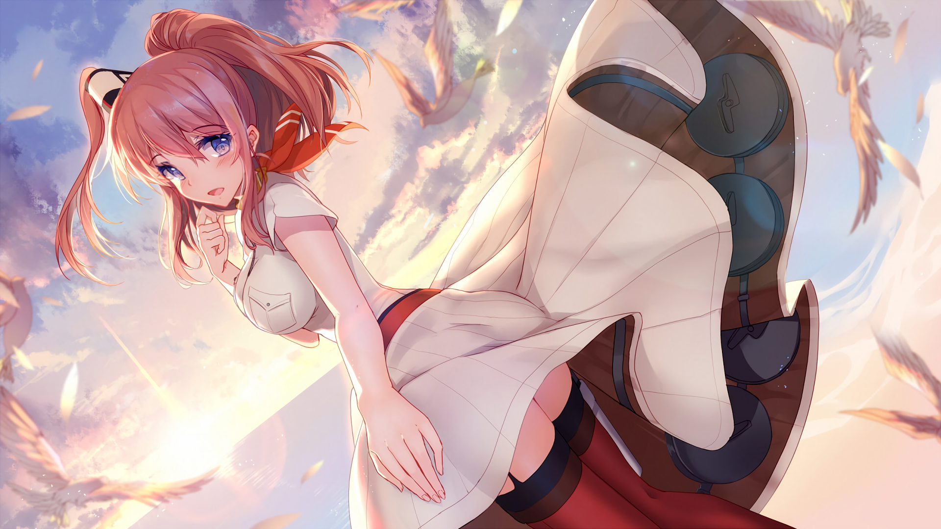 Saratoga from Kantai Collection in the sky HD Wallpaper