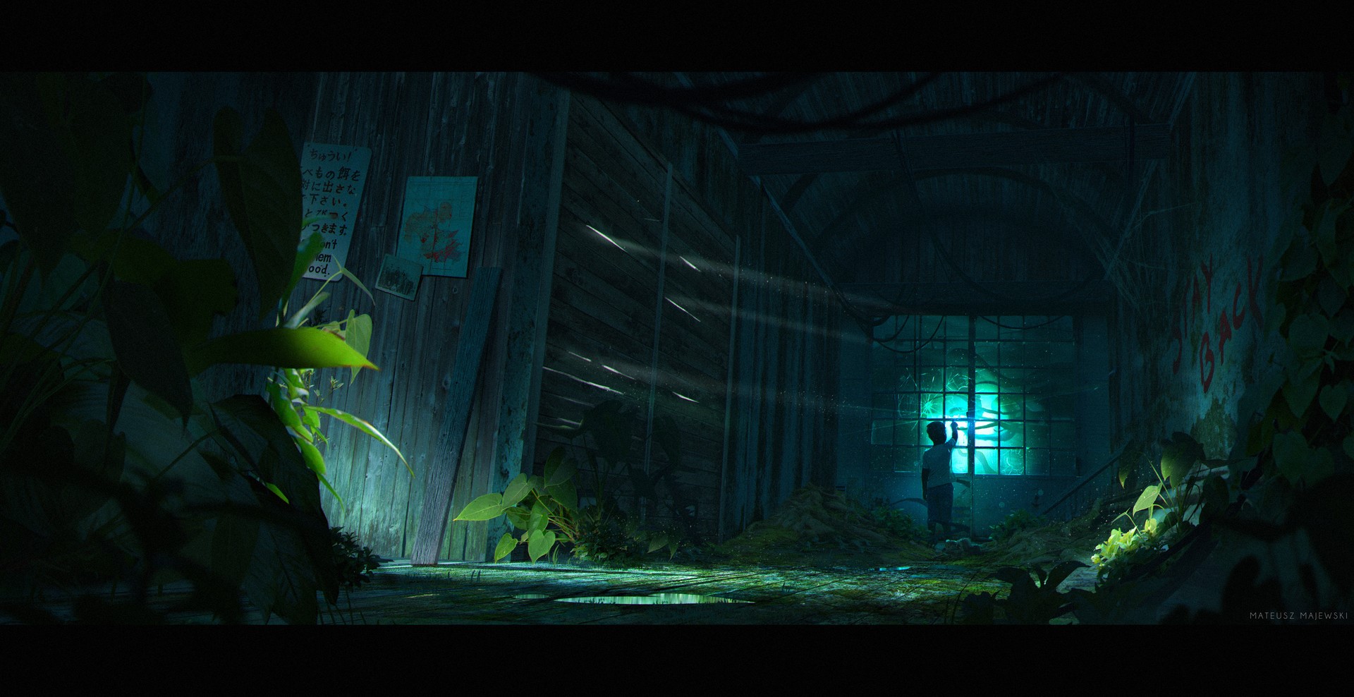 Child looking through a window in an abandoned house HD Wallpaper