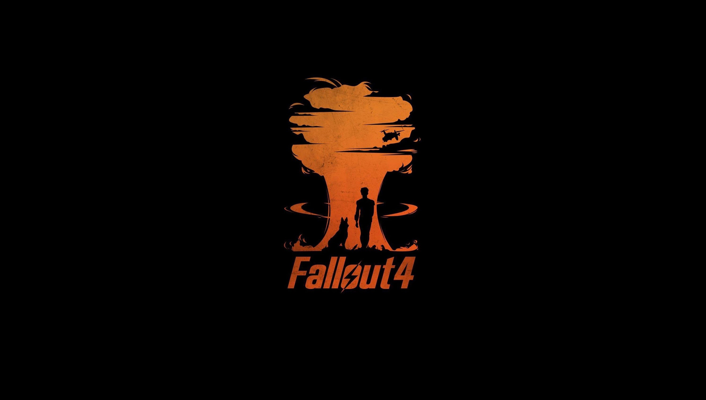 Fallout 4 logo with mushroom cloud and figures HD Wallpaper
