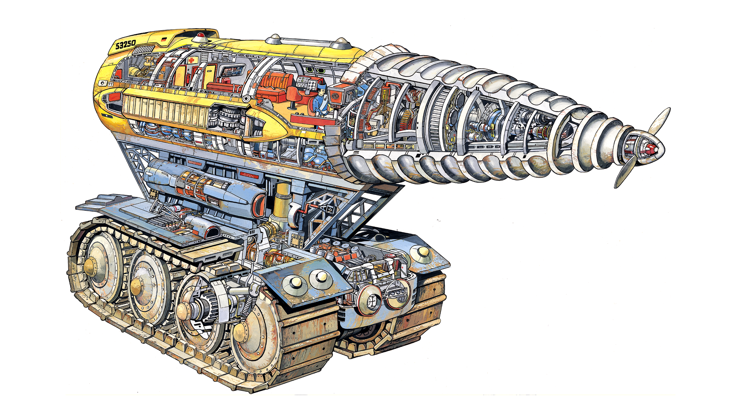 Thunderbirds Mole cross-section drawing HD Wallpaper