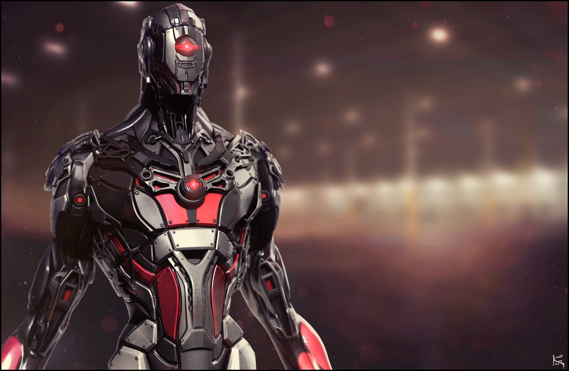 Artwork of a science fiction robot HD Wallpaper