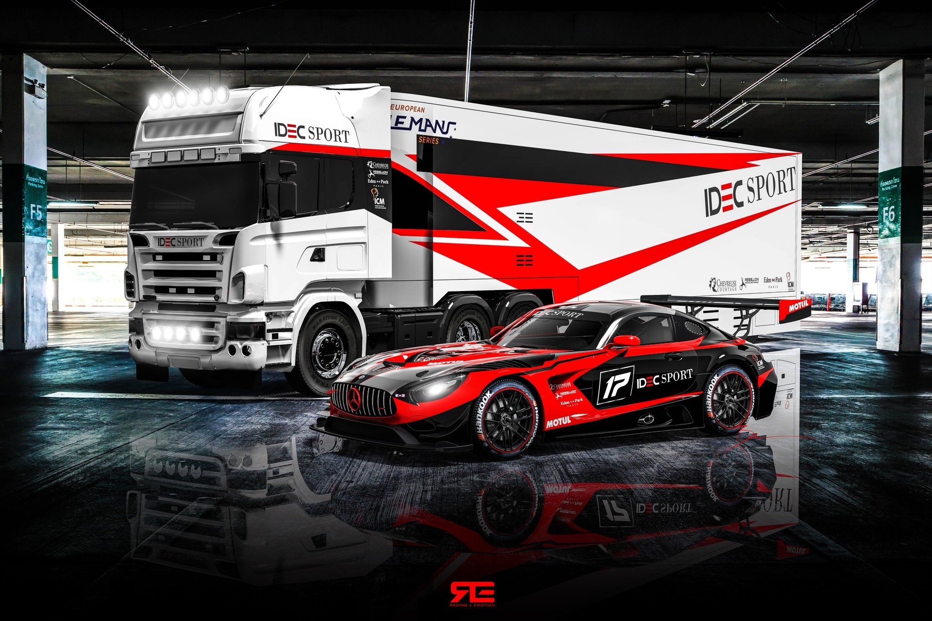 IDEC SPORT Mercedes-AMG GT and Truck HD Wallpaper