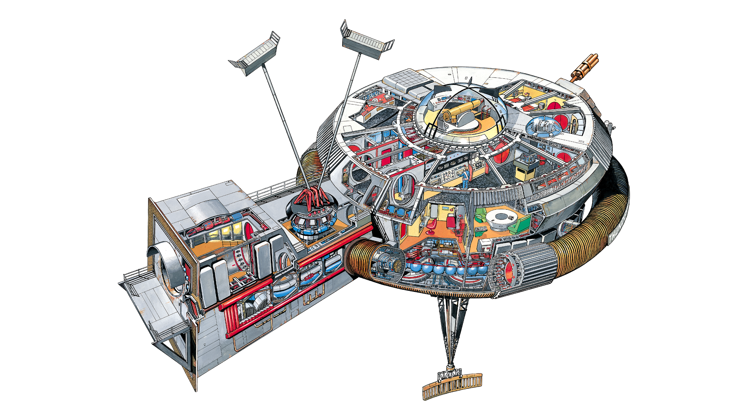 Thunderbirds International Rescue Cross-Section Drawing HD Wallpaper