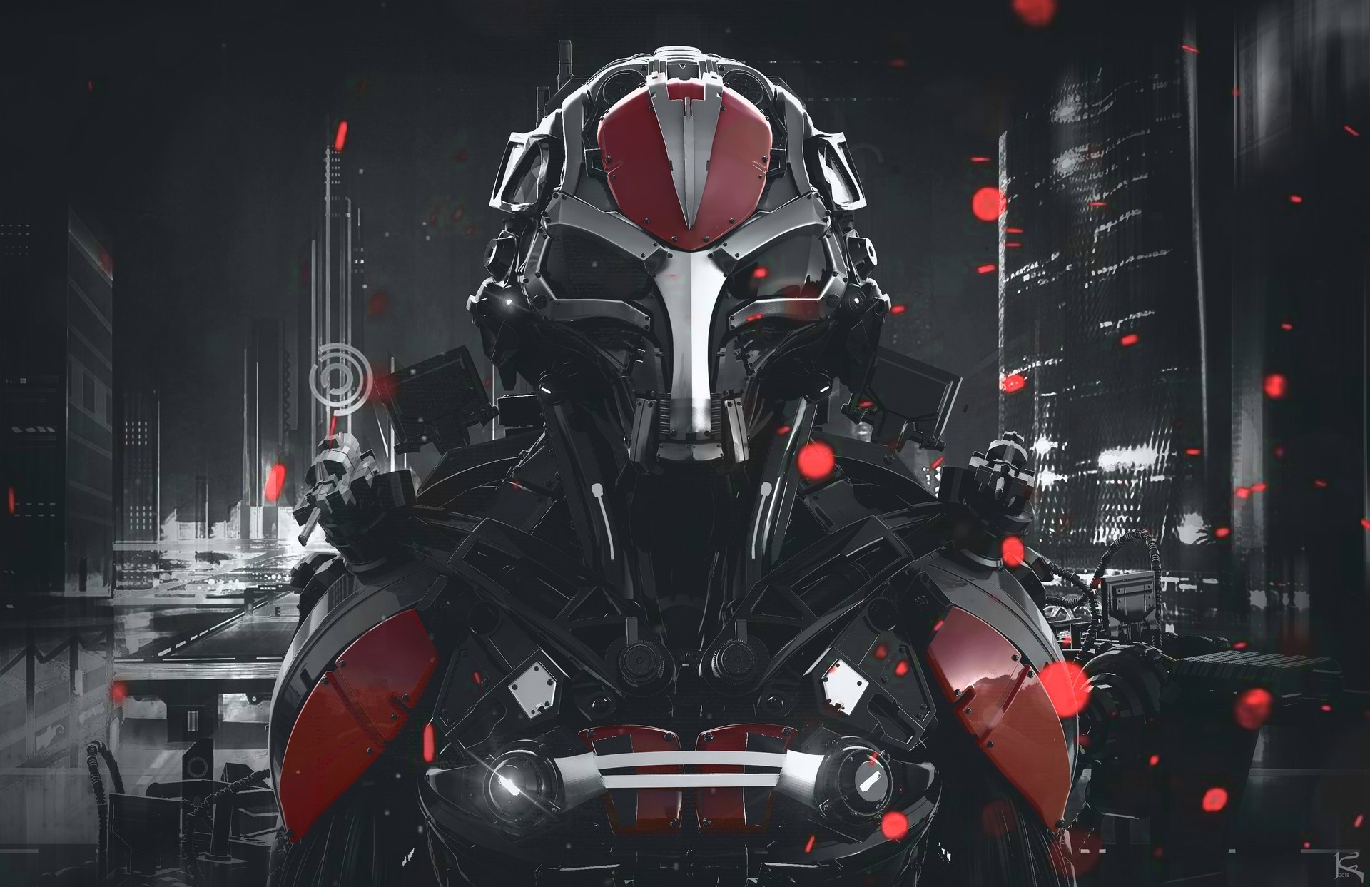Robot in a futuristic city HD Wallpaper