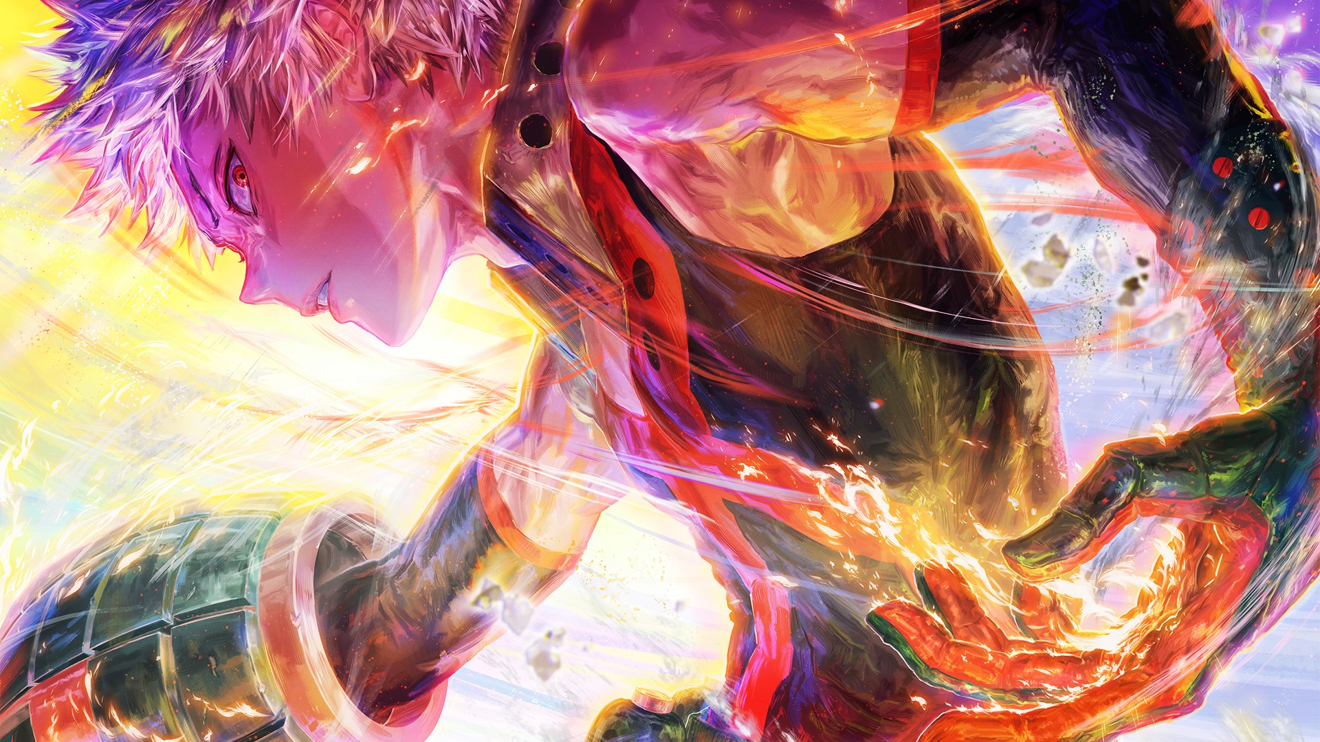 Katsuki Bakugou from Boku no Hero Academia in action HD Wallpaper
