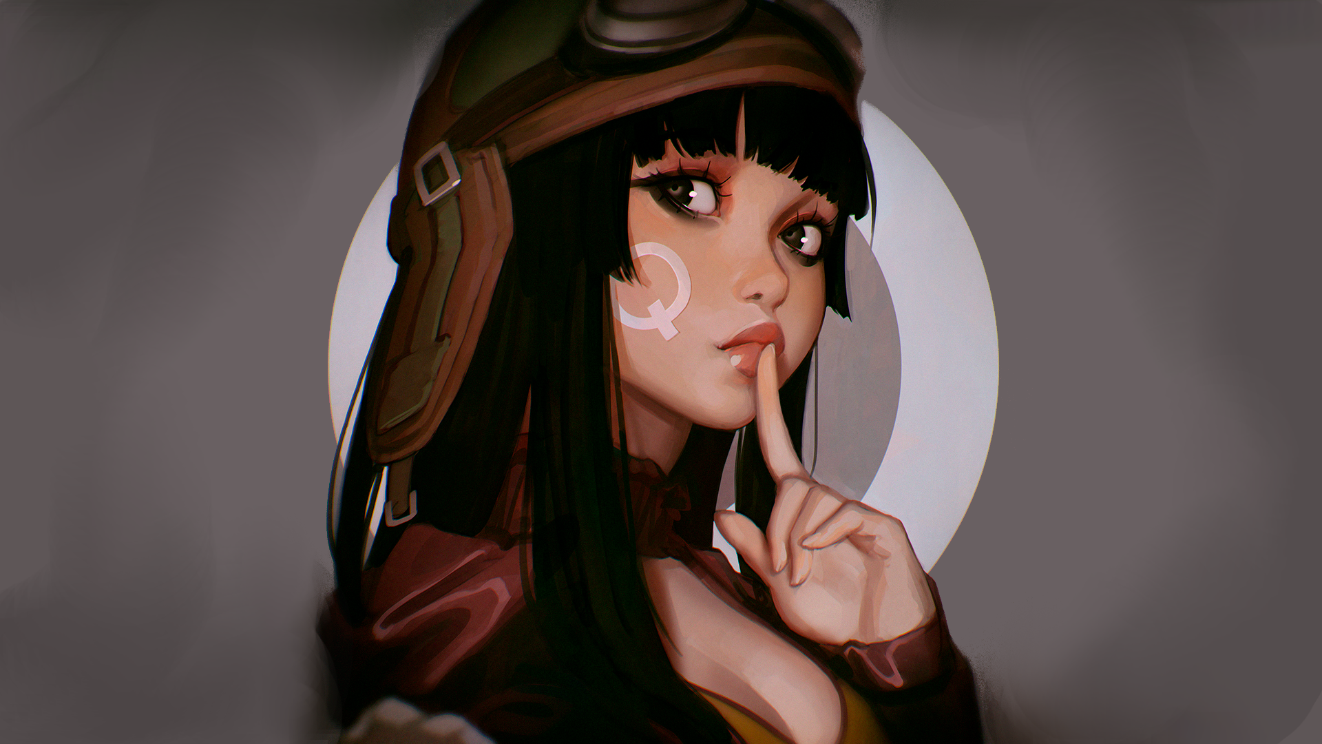 Woman with goggles and a symbol on her cheek HD Wallpaper