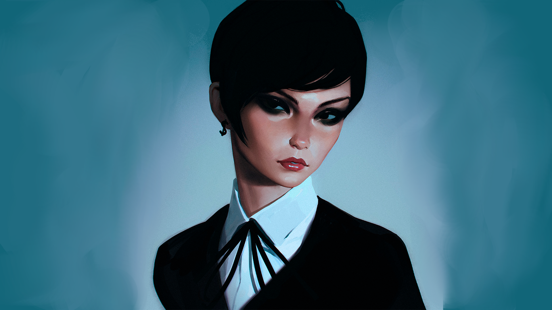 Artwork of a woman in a suit HD Wallpaper