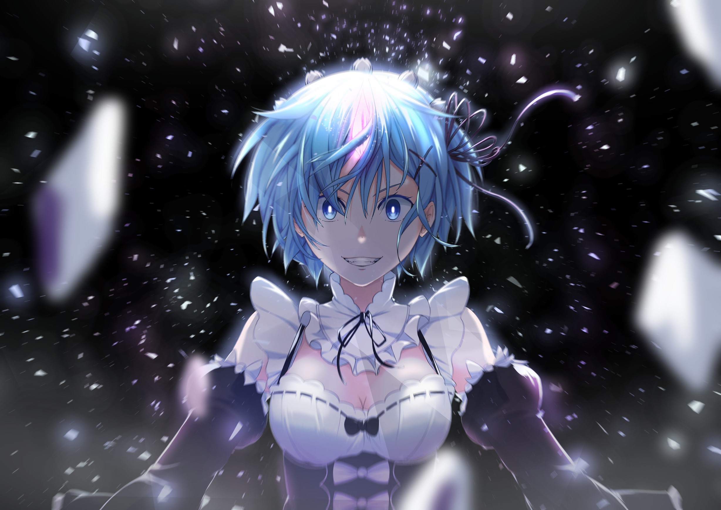Rem from Re:Zero in a maid outfit HD Wallpaper